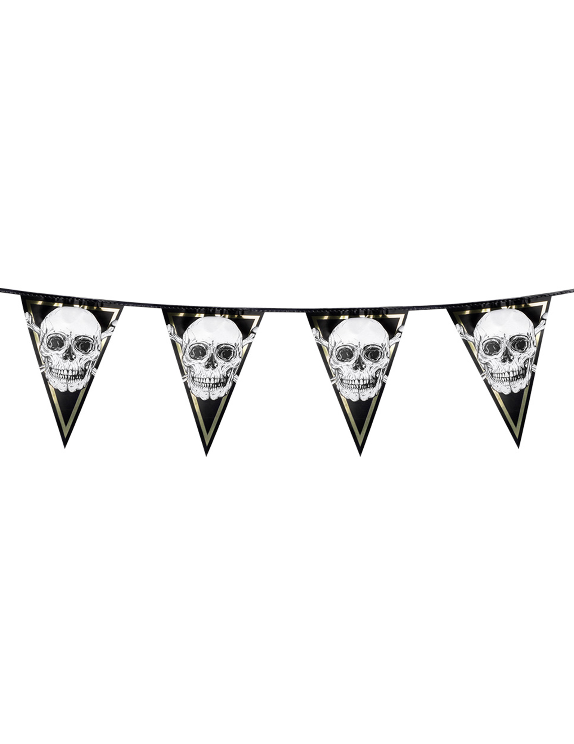 Guirlande 10 fanions en plastique Pirate Jolly Roger 30 x 20 cm