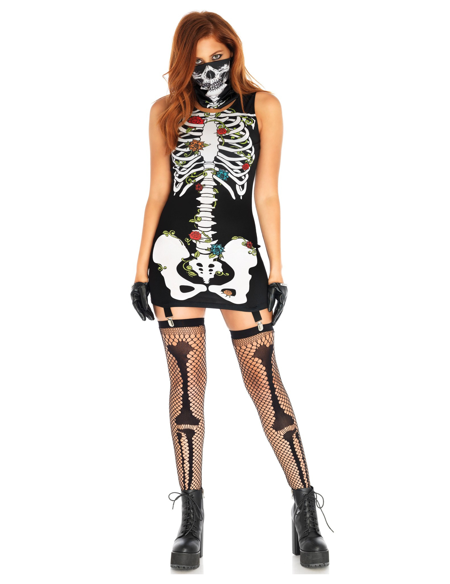 Déguisement robe jarretelles dia de los muertos femme