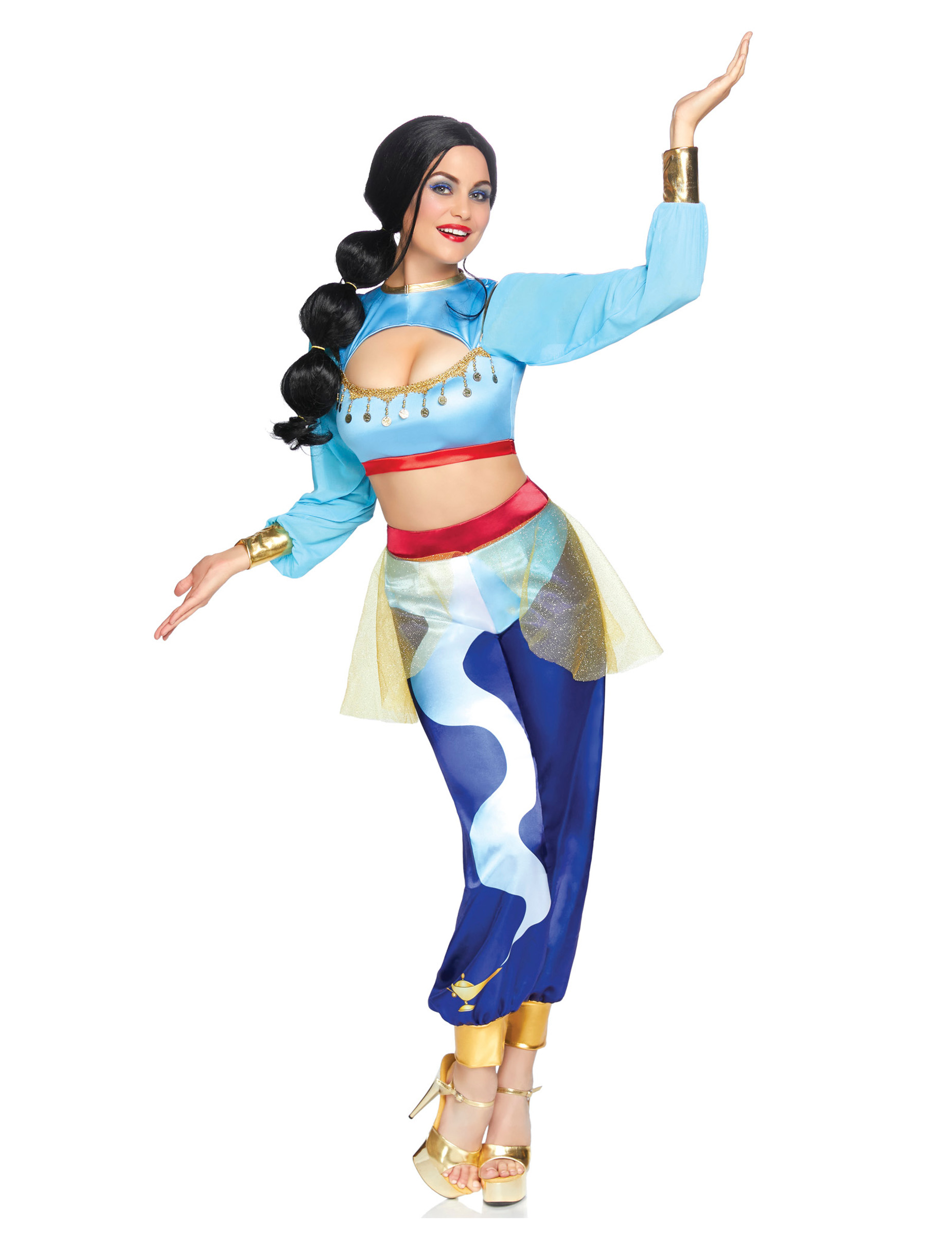 Déguisement luxe genie de la lampe bleue femme