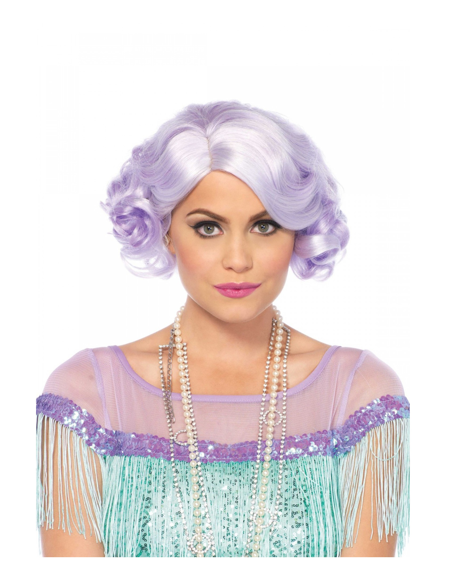 Perruque luxe courte lavande femme