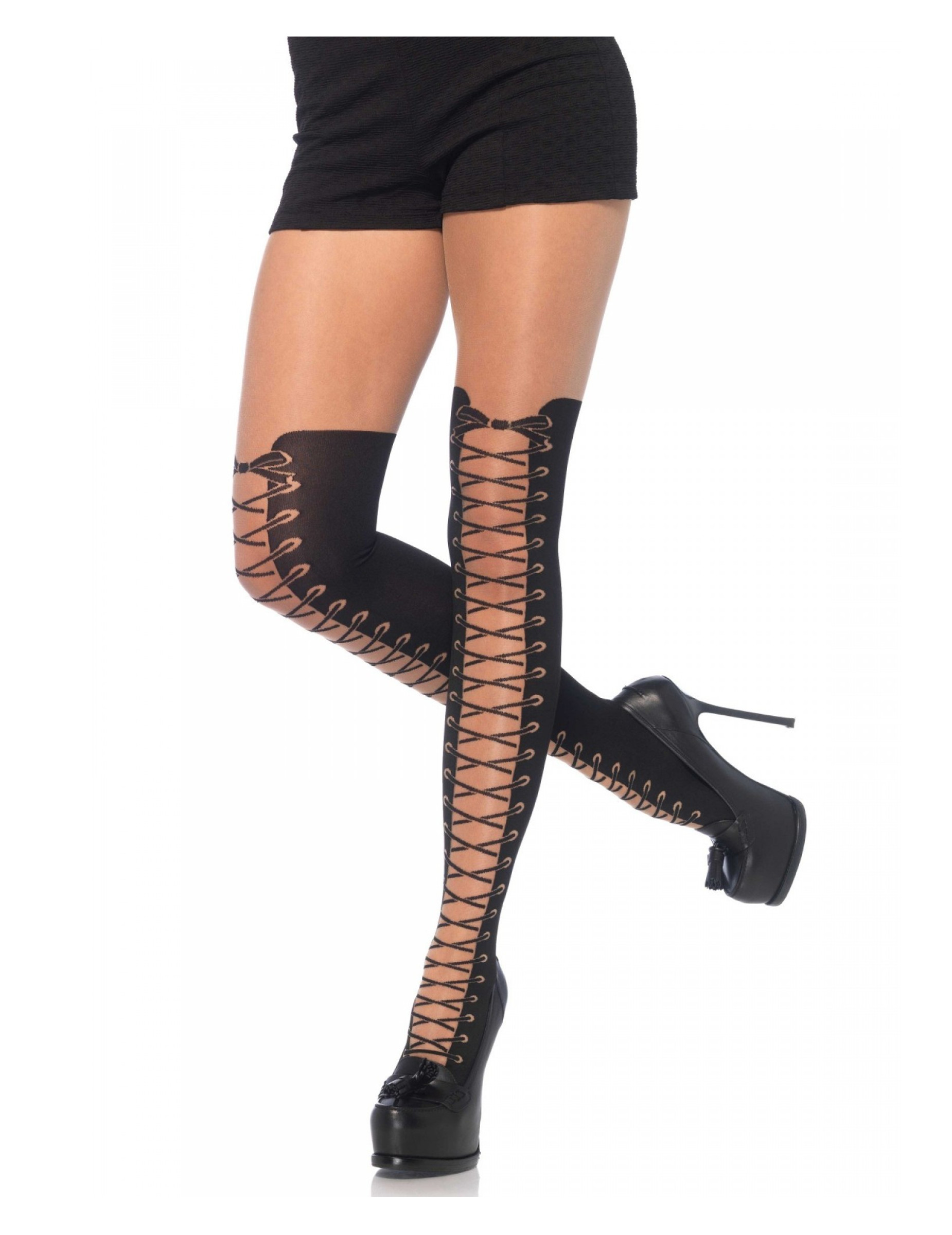 Collant luxe effet lacées femme