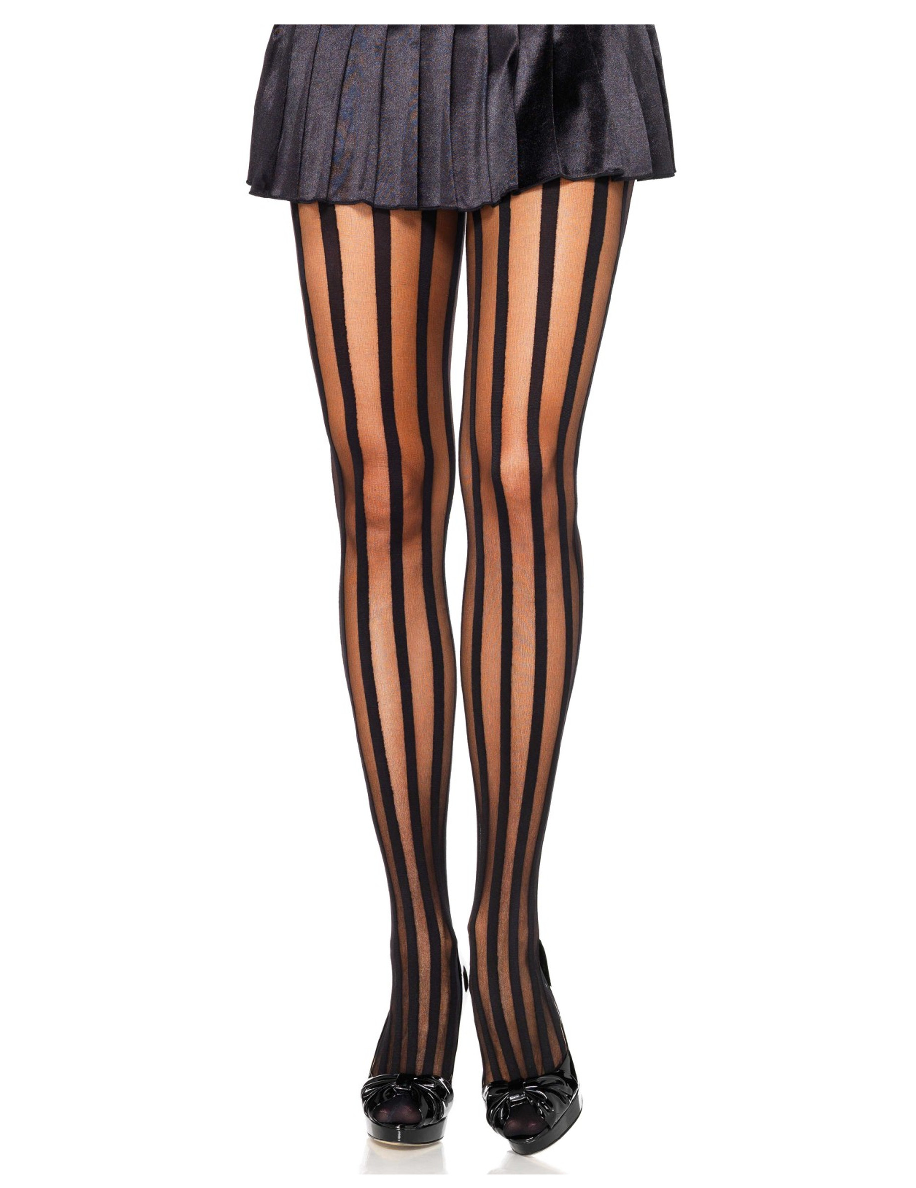 Collants à rayures verticales noirs femme
