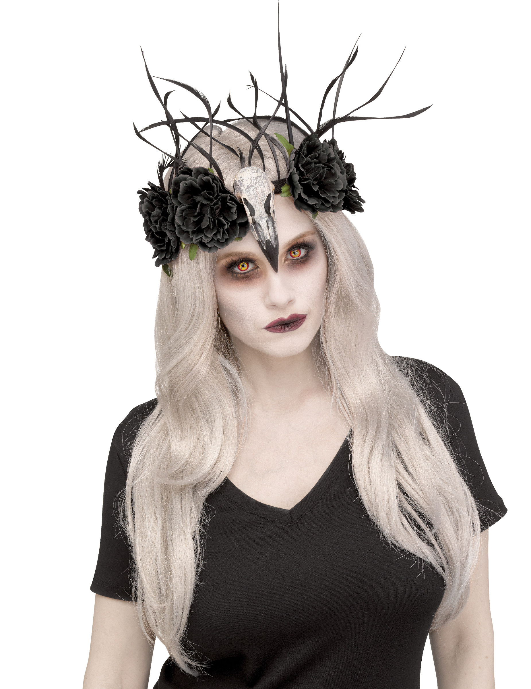 Couronne florale zombie Raven femme