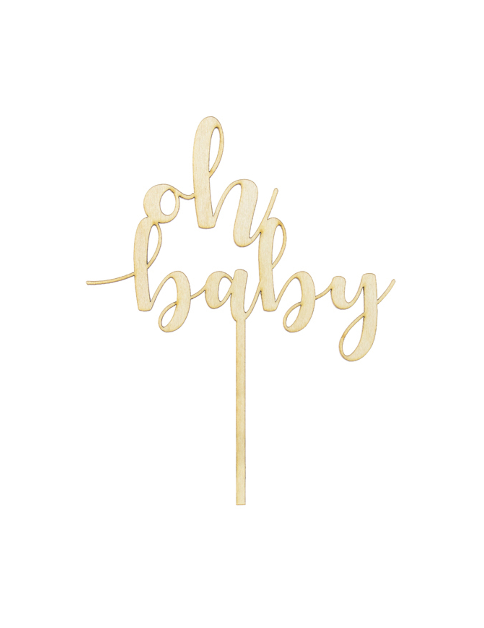 Cake topper en bois oh baby 13,5 x 17 cm