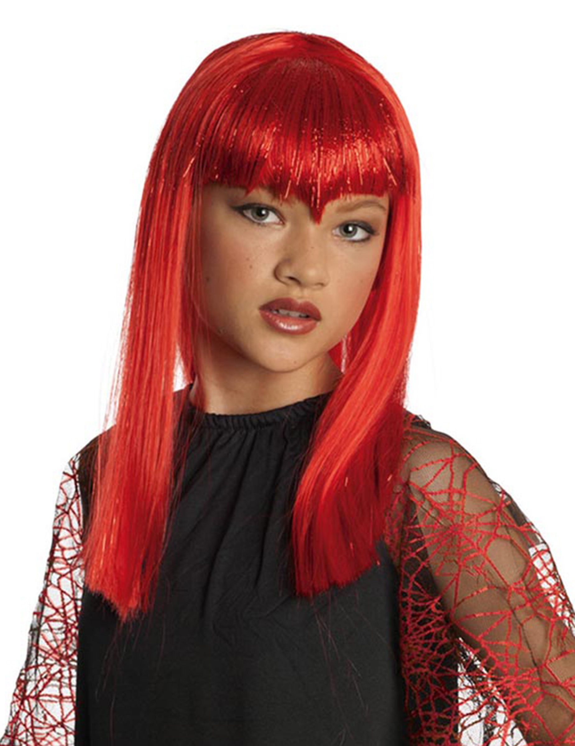 Perruque diablesse rouge fille