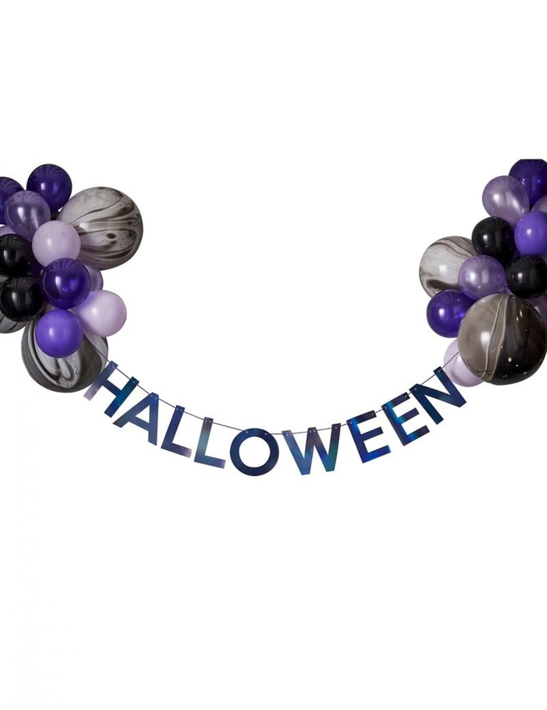 Kit guirlande halloween avec ballons noirs et violets