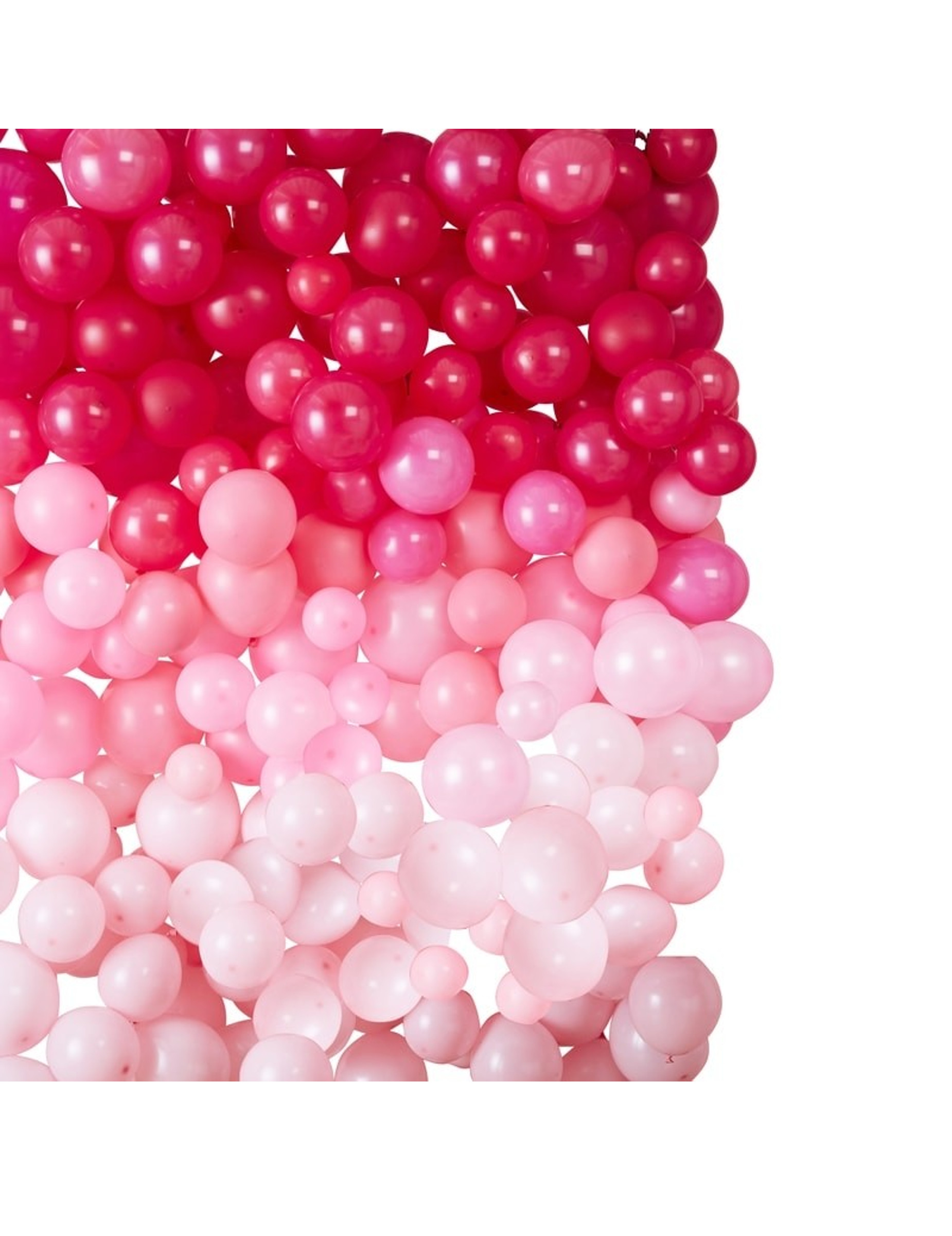 Mur de ballons en latex ombrés roses 200 x 200 cm