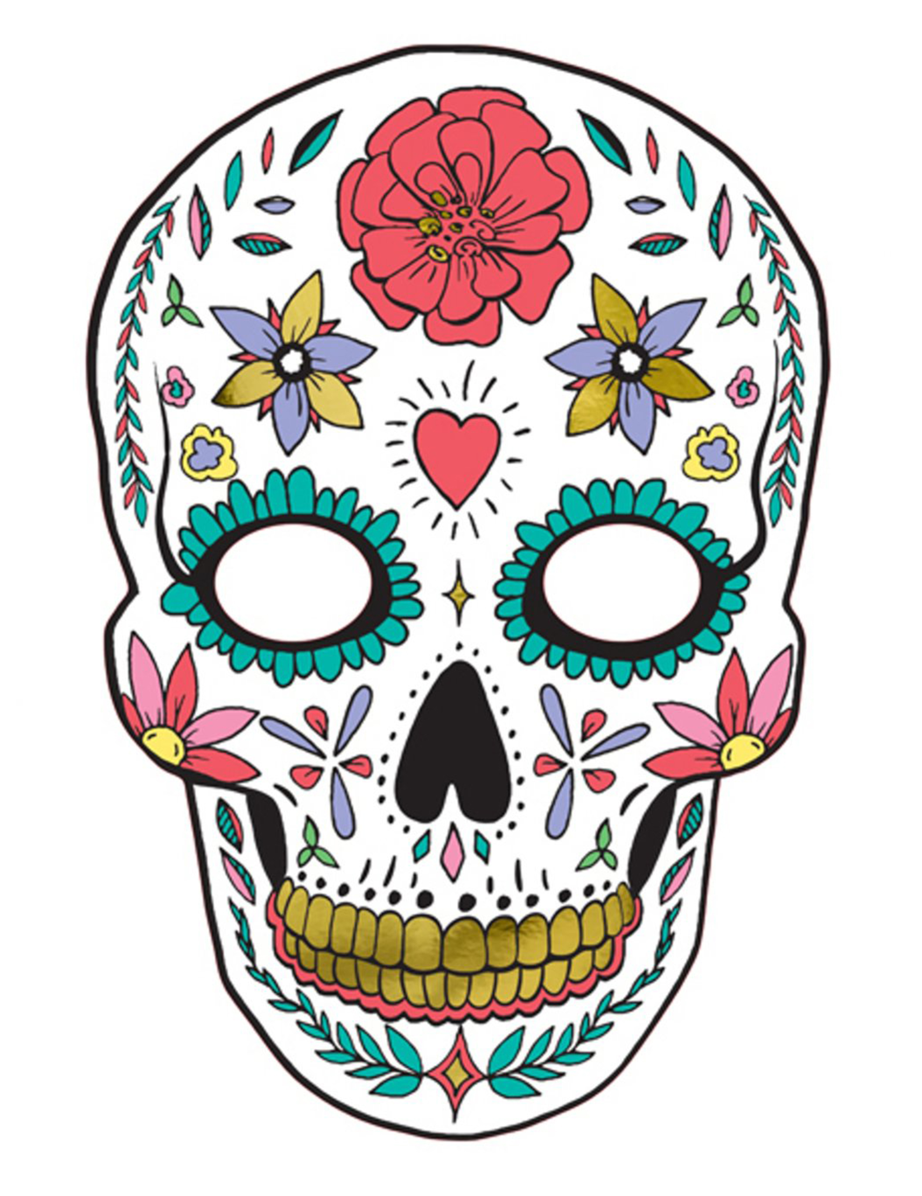 Masque en carton dia de los muertos blanc 19 x 28 cm