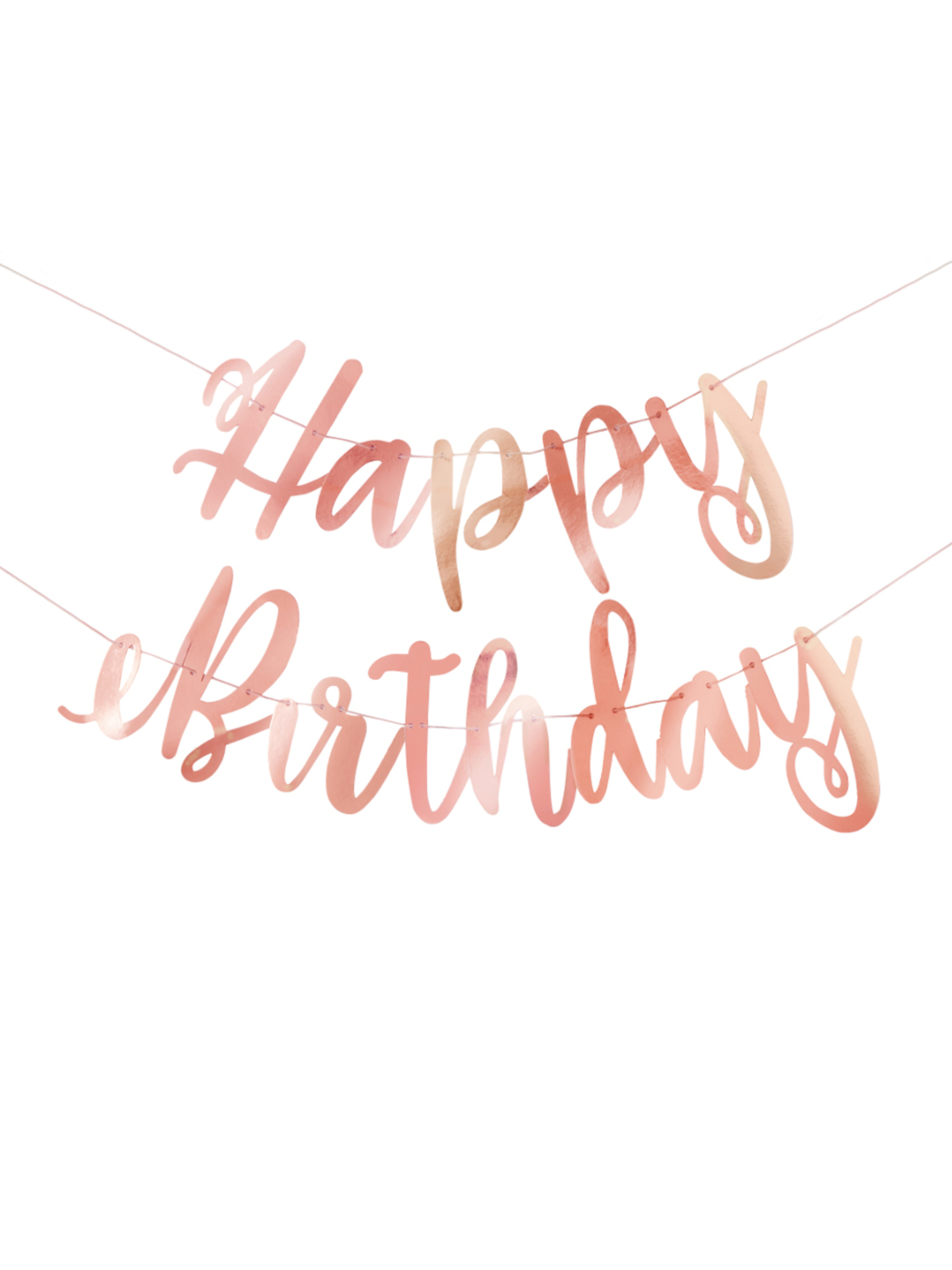 Guirlande en carton happy birthday rose gold métallisée 2,13 m