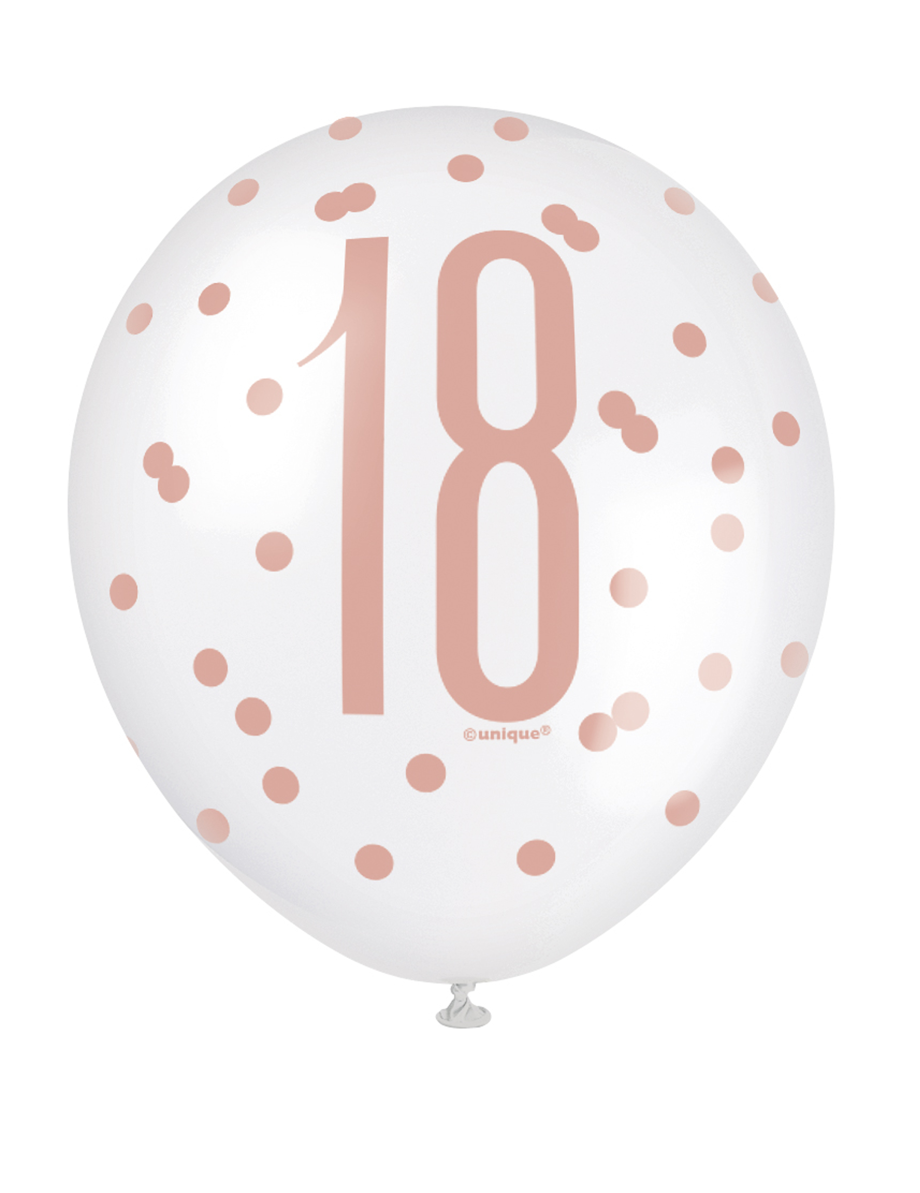 6 Ballons en latex 18 à pois blancs et roses 30 cm