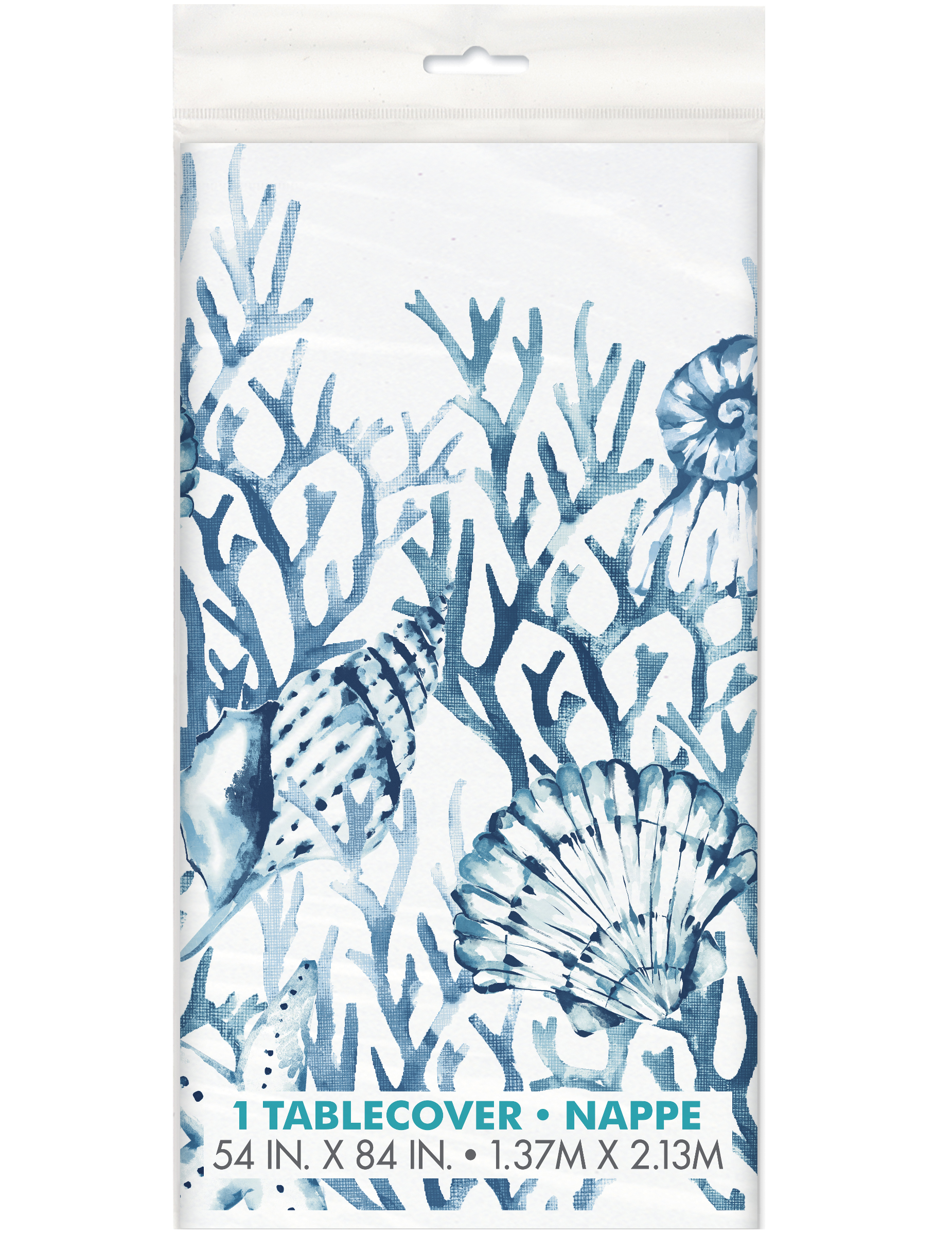 Nappe en plastique corail bleue 137 x 213 cm