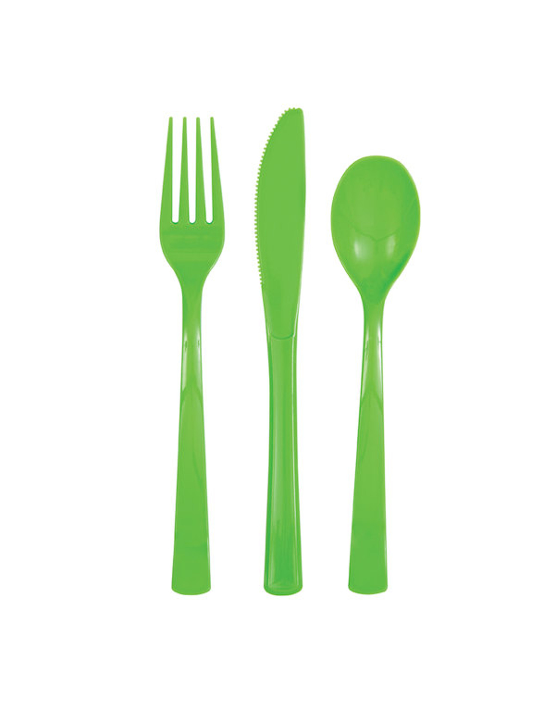 18 Couverts en plastique vert citron