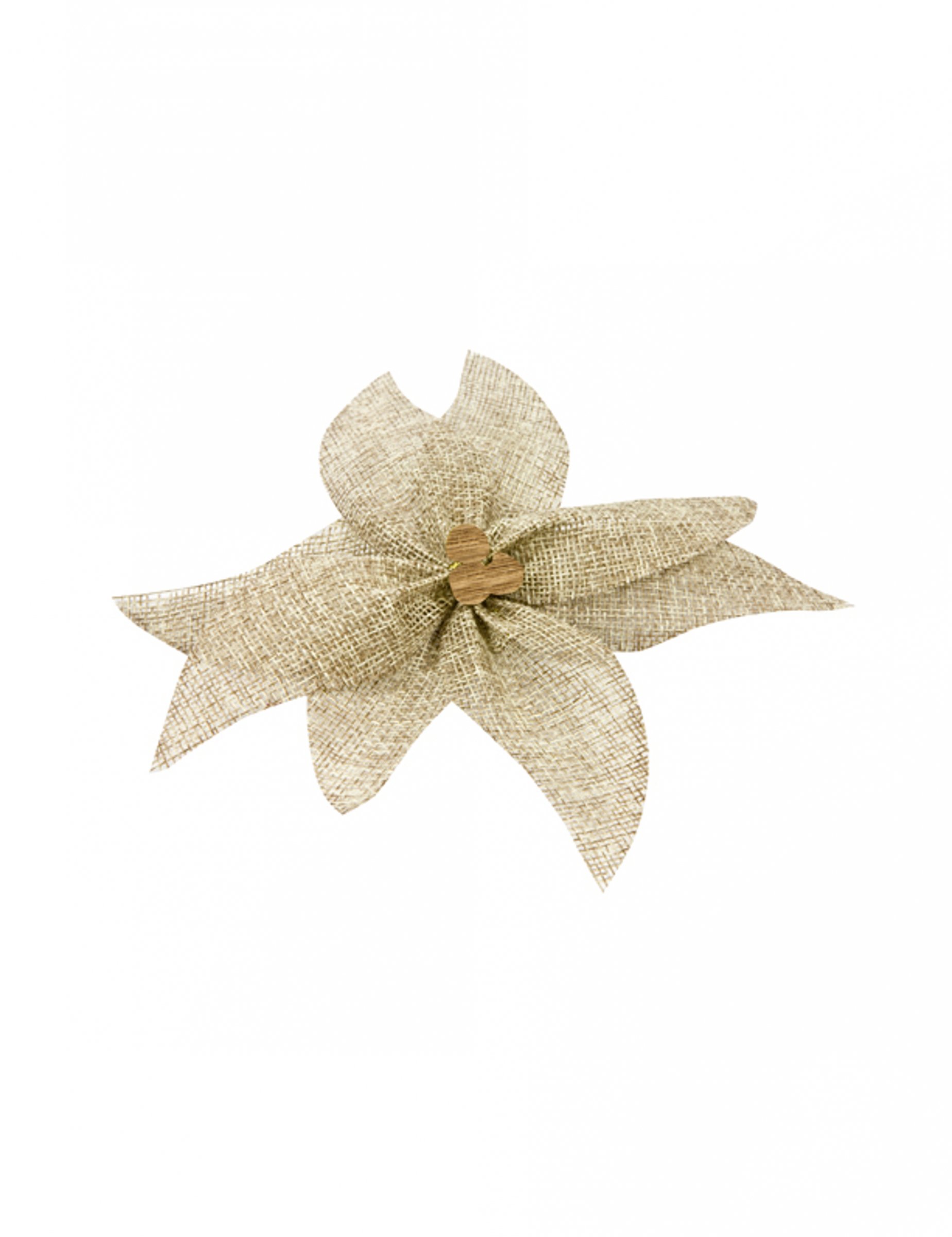 N ud de poinsettia en toile avec perle en bois 15 cm