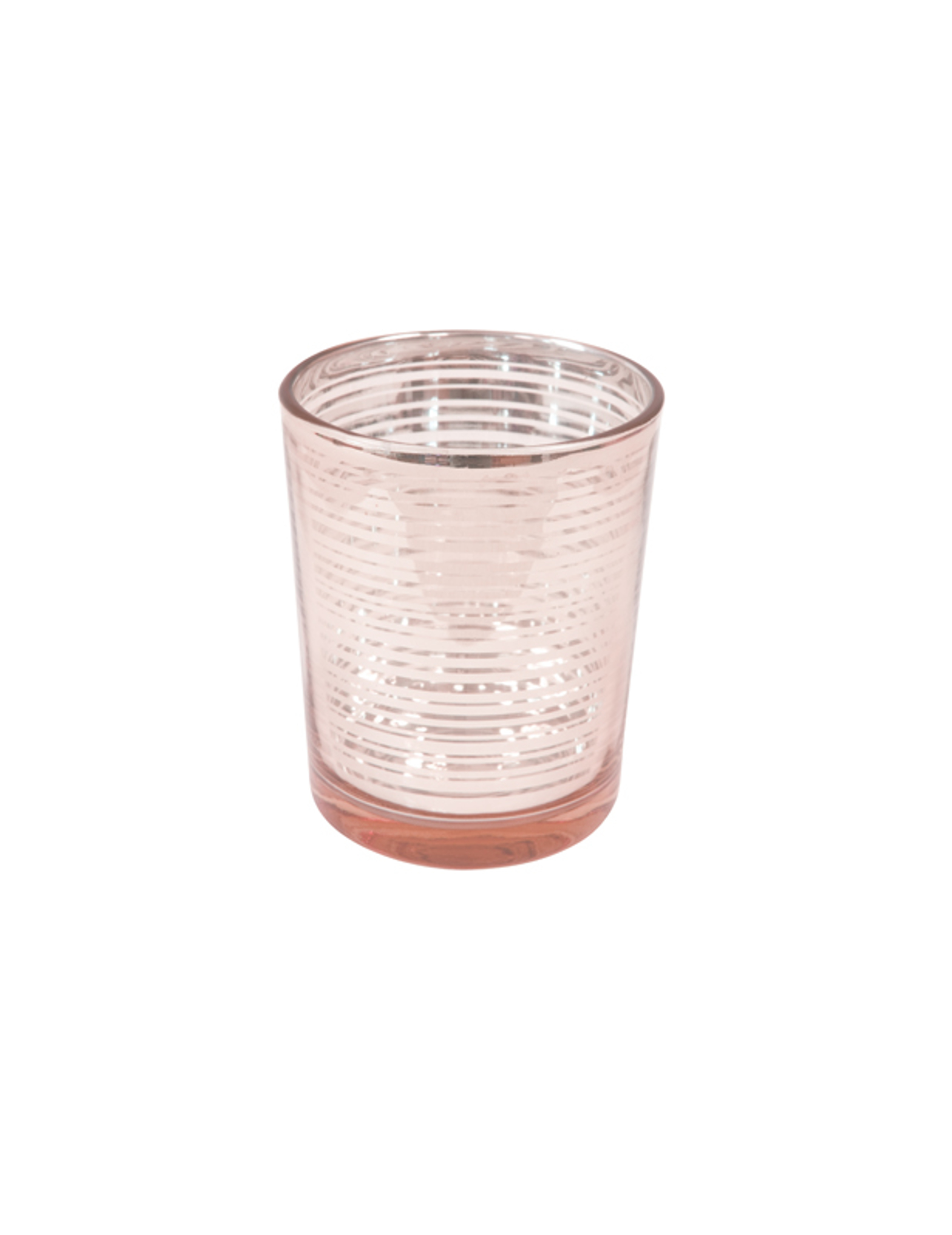 Photophore en verre à rayures rose gold 6,8 cm