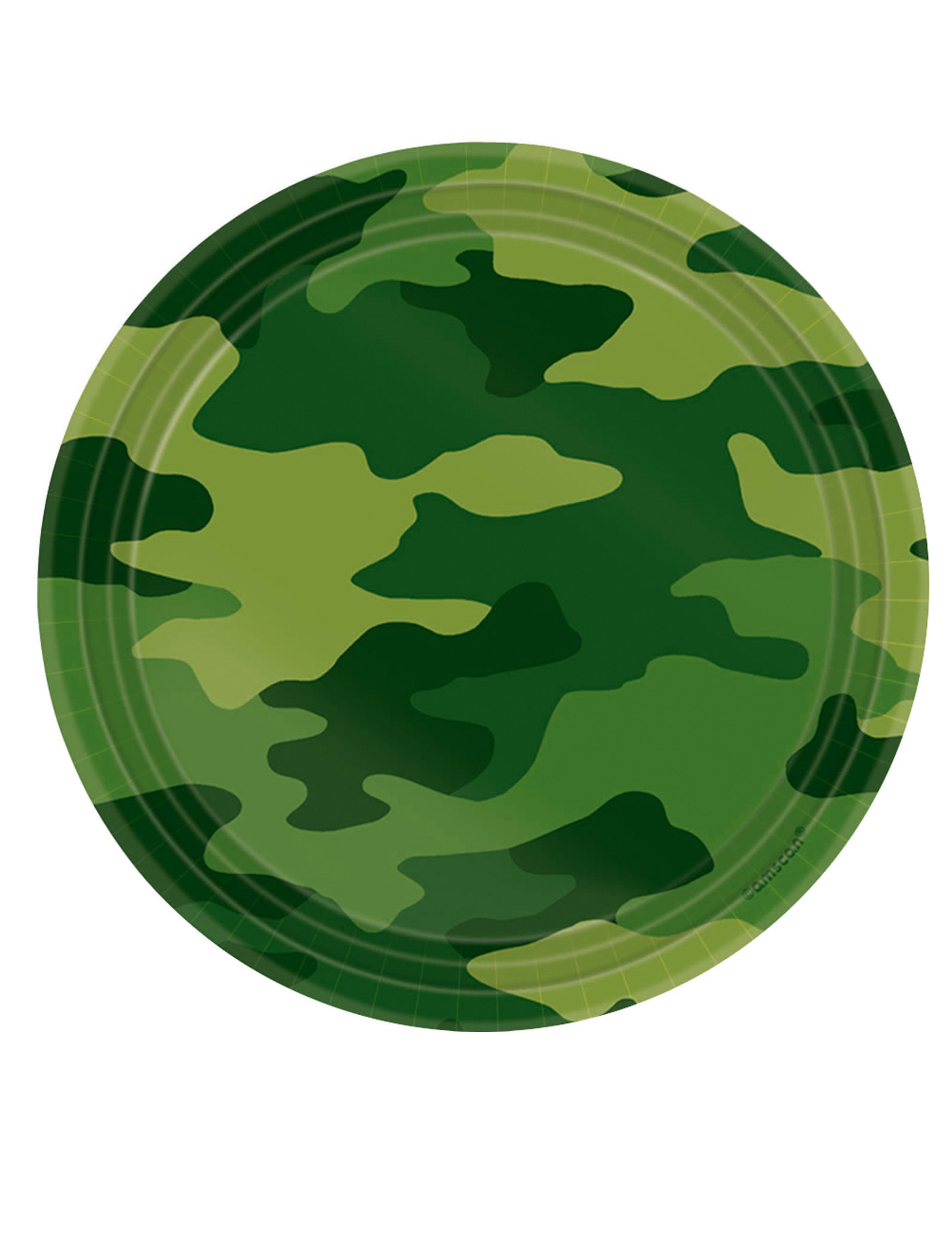 8 Petites assiettes en carton camouflage 18 cm
