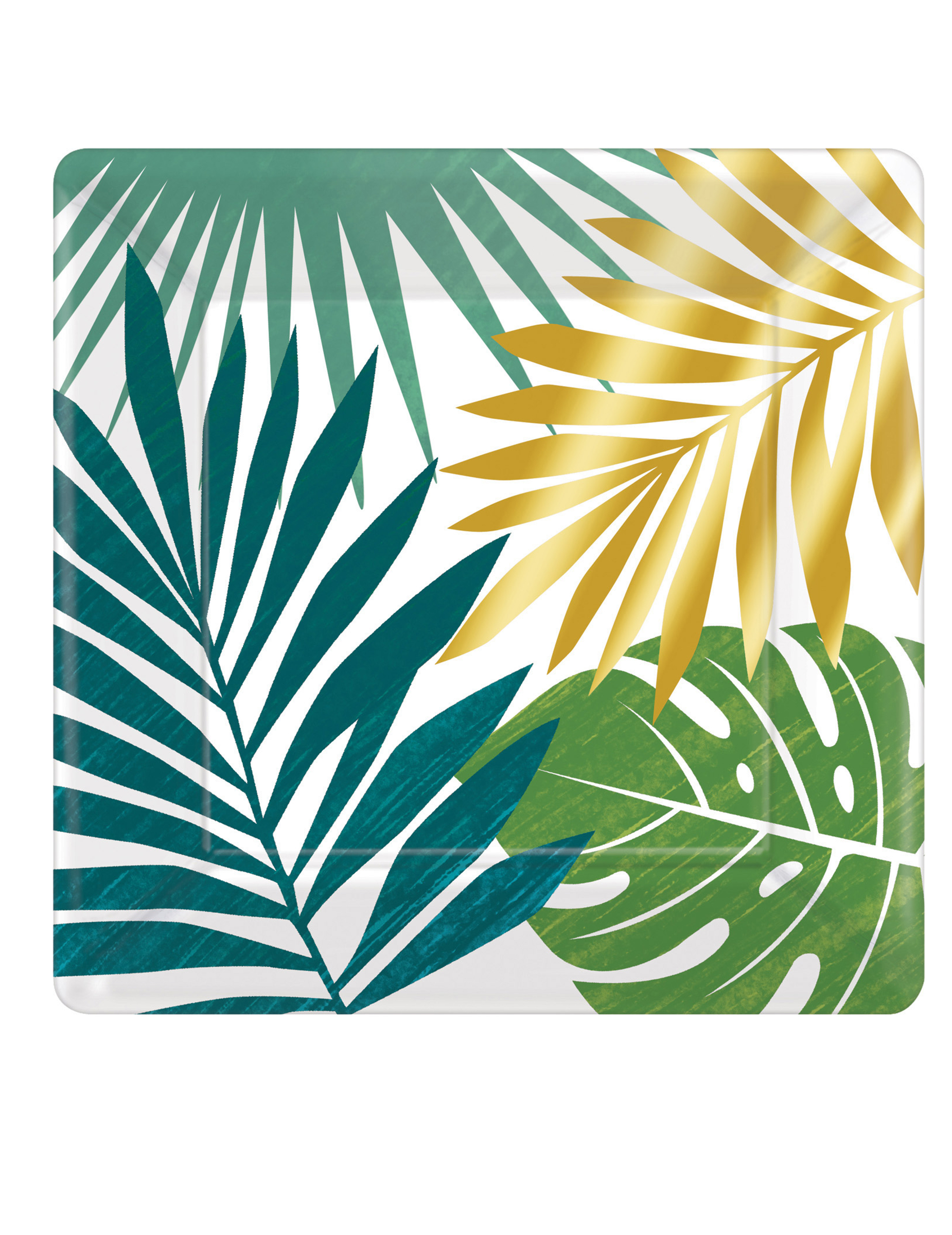 8 Assiettes carrées en carton tropical chic 18 cm