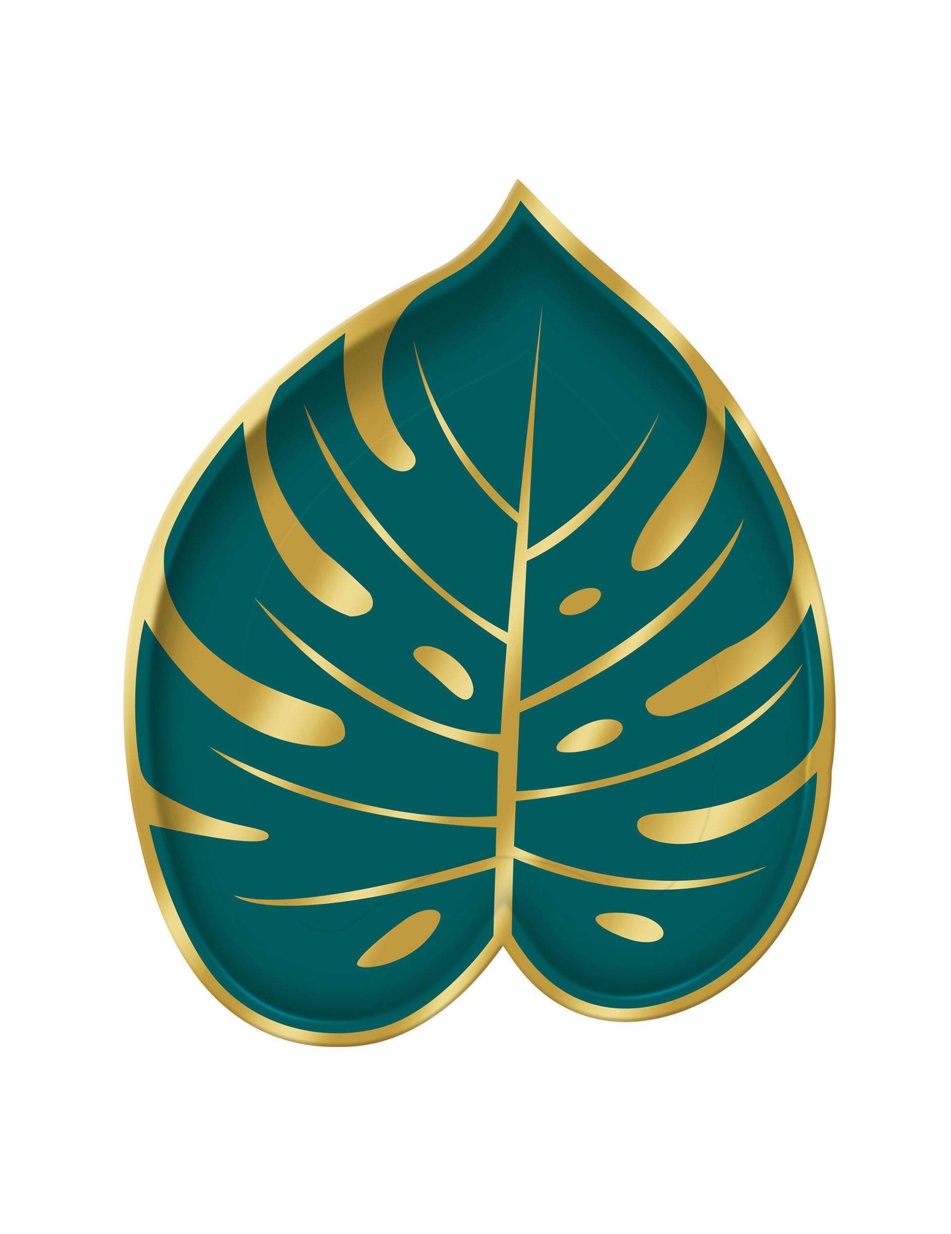 8 Assiettes forme feuille de palmier tropical chic 18 cm