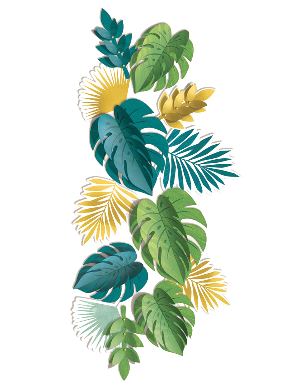 13 Feuilles exotiques tropical chic