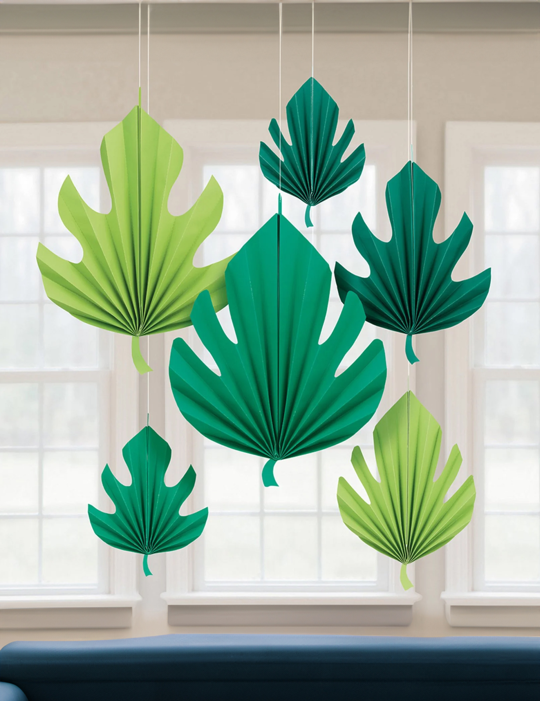 6 Décorations en carton à suspendre feuilles de Palmier