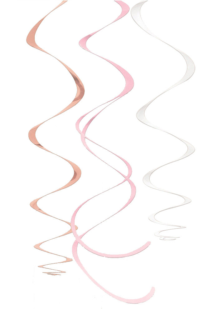 12 Suspensions à spirale en plastique rose gold 56 cm
