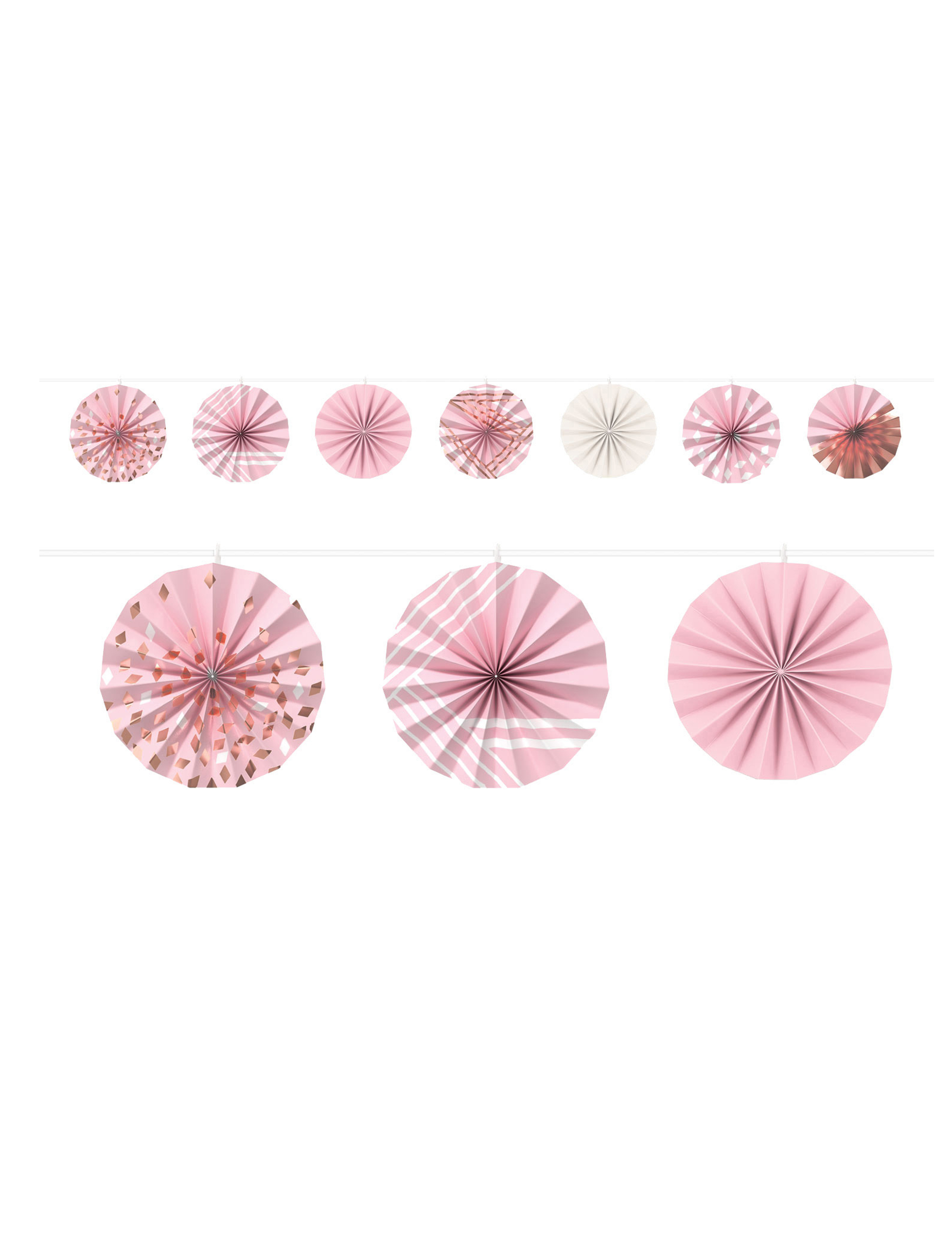 Guirlande minis rosaces en papier rose gold 3 m 65