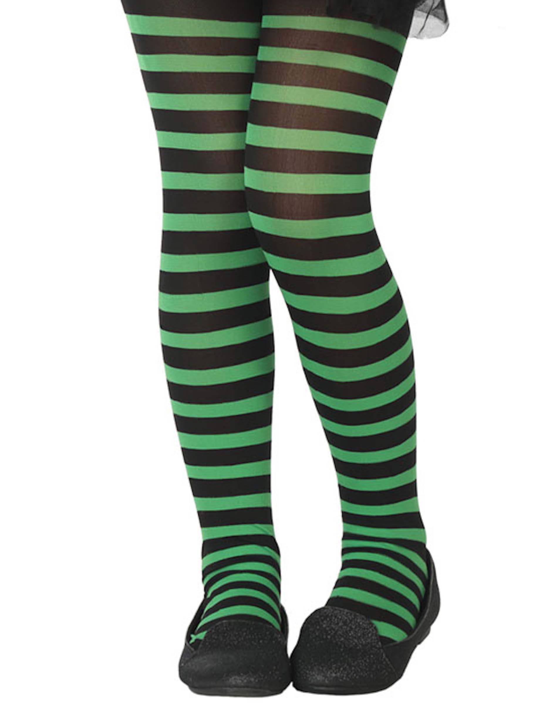 Collant rayé vert et noir enfant