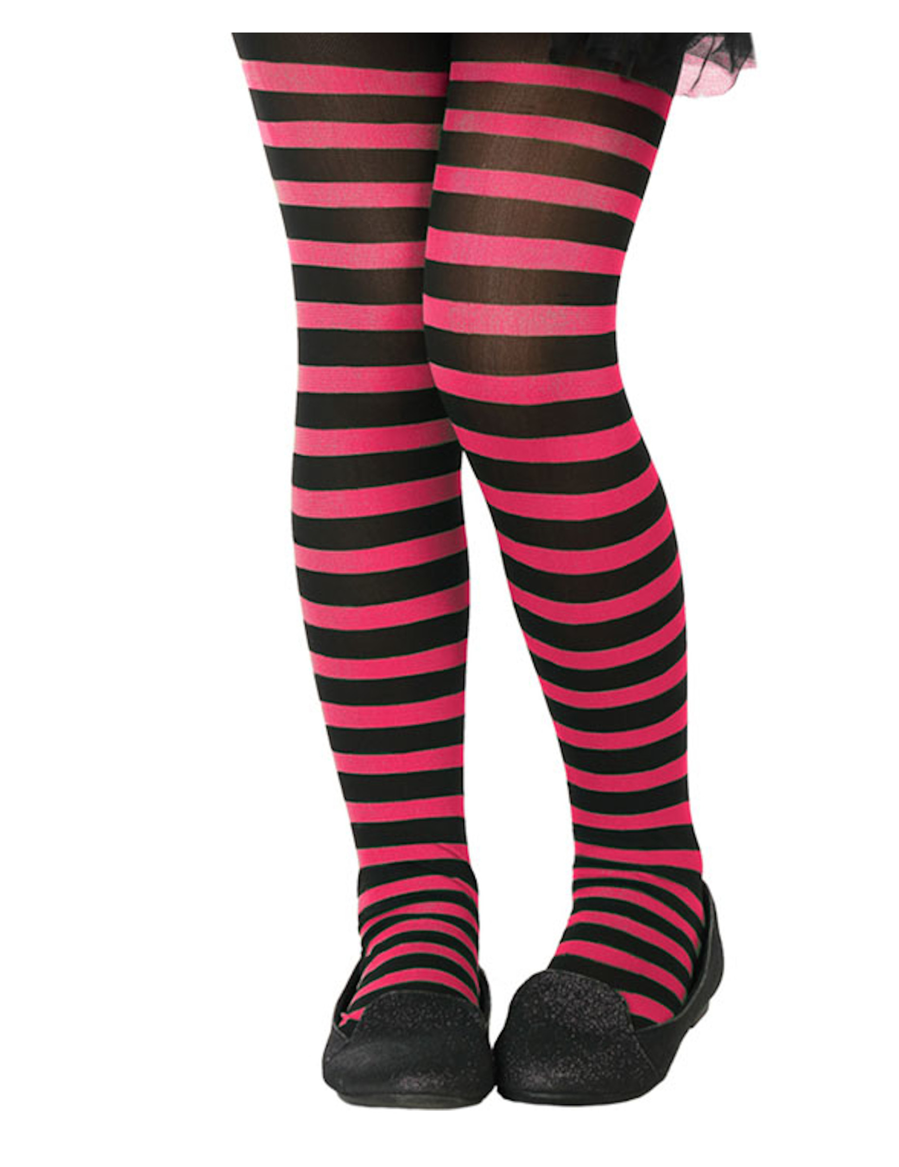 Collant rayé fuchsia et noir enfant