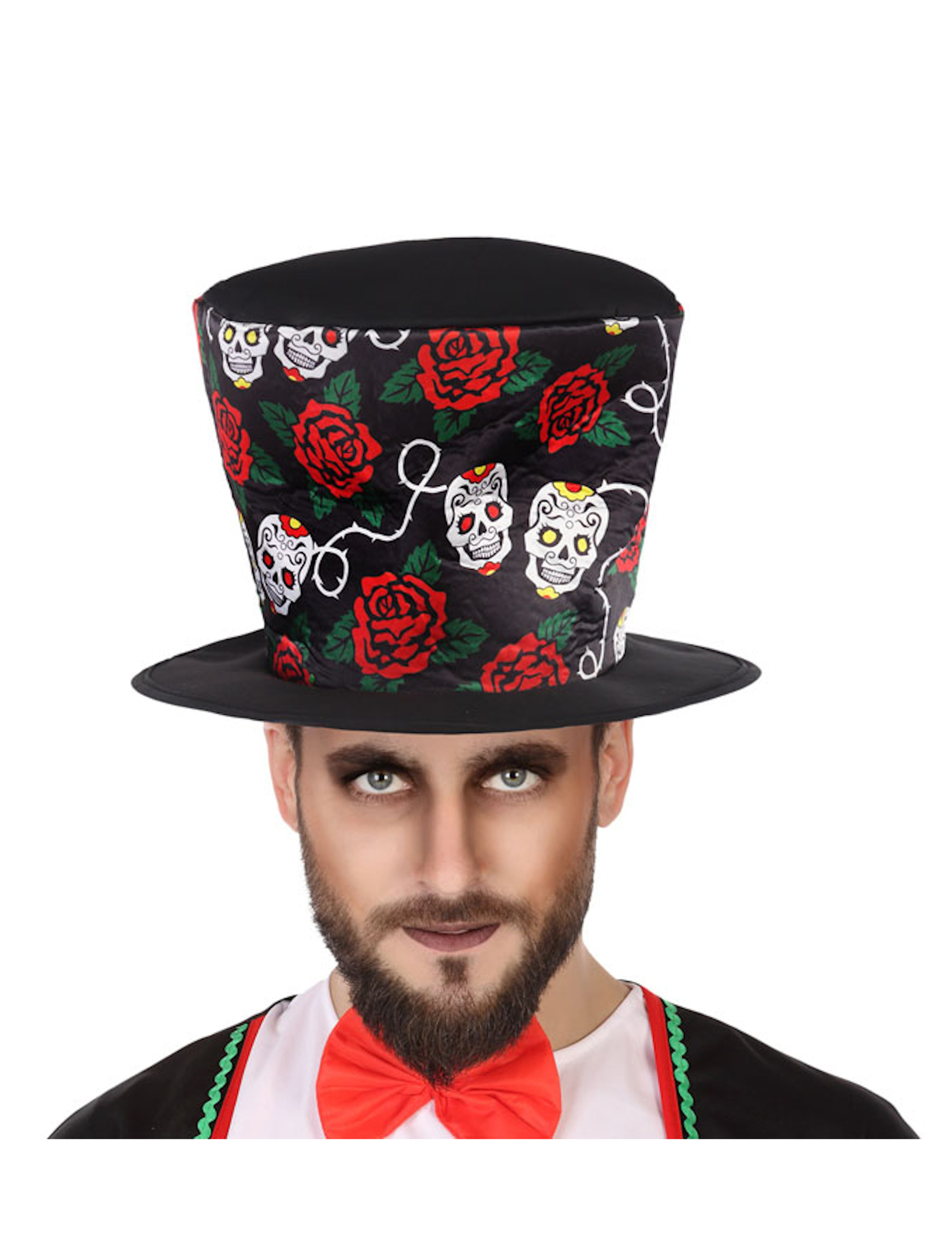 Chapeau haut de forme Dia de los muertos noir adulte