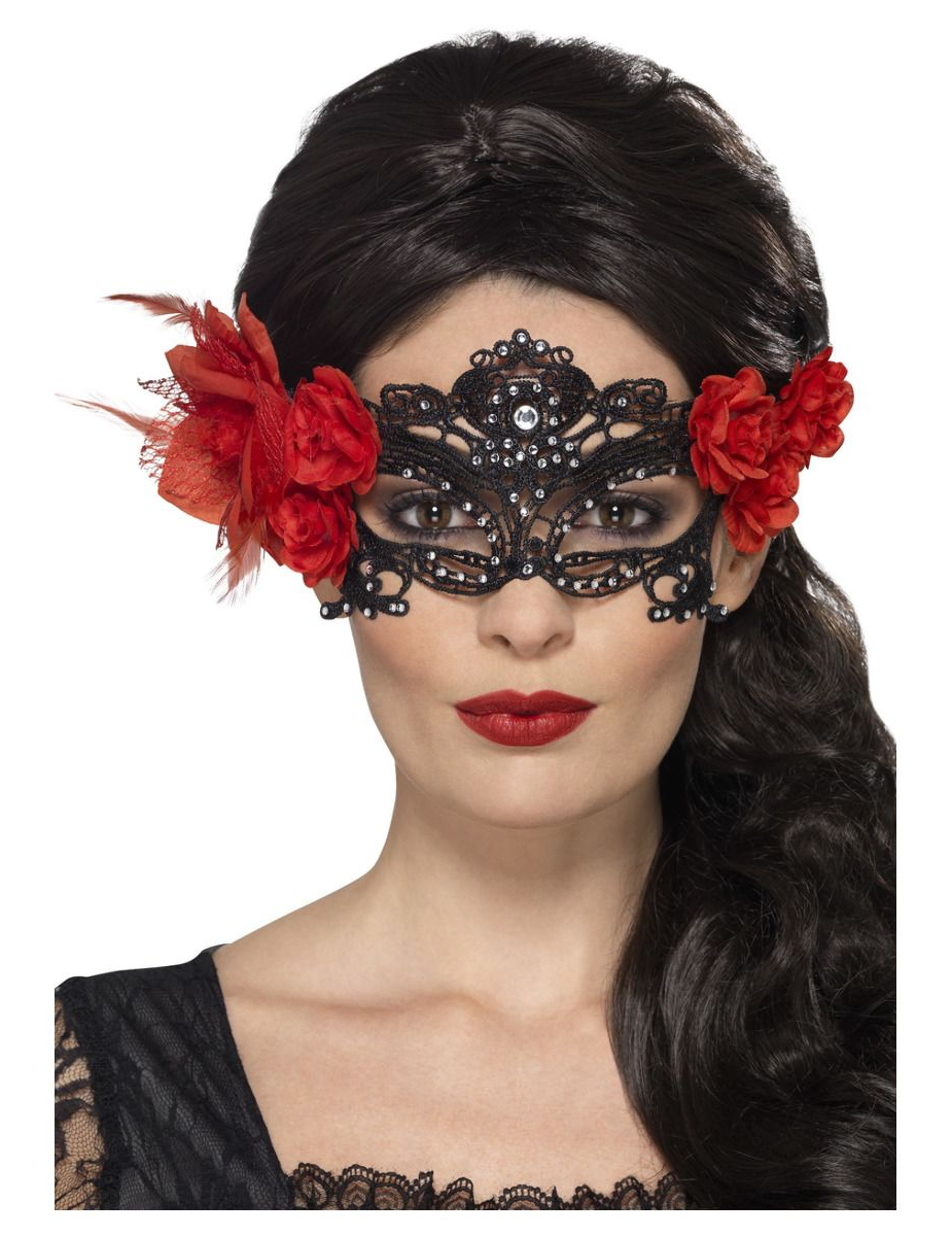 Masque dentelle noire Dia de los Muertos adulte
