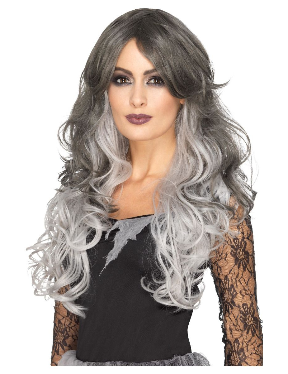 Perruque recoiffable longue deluxe grise femme