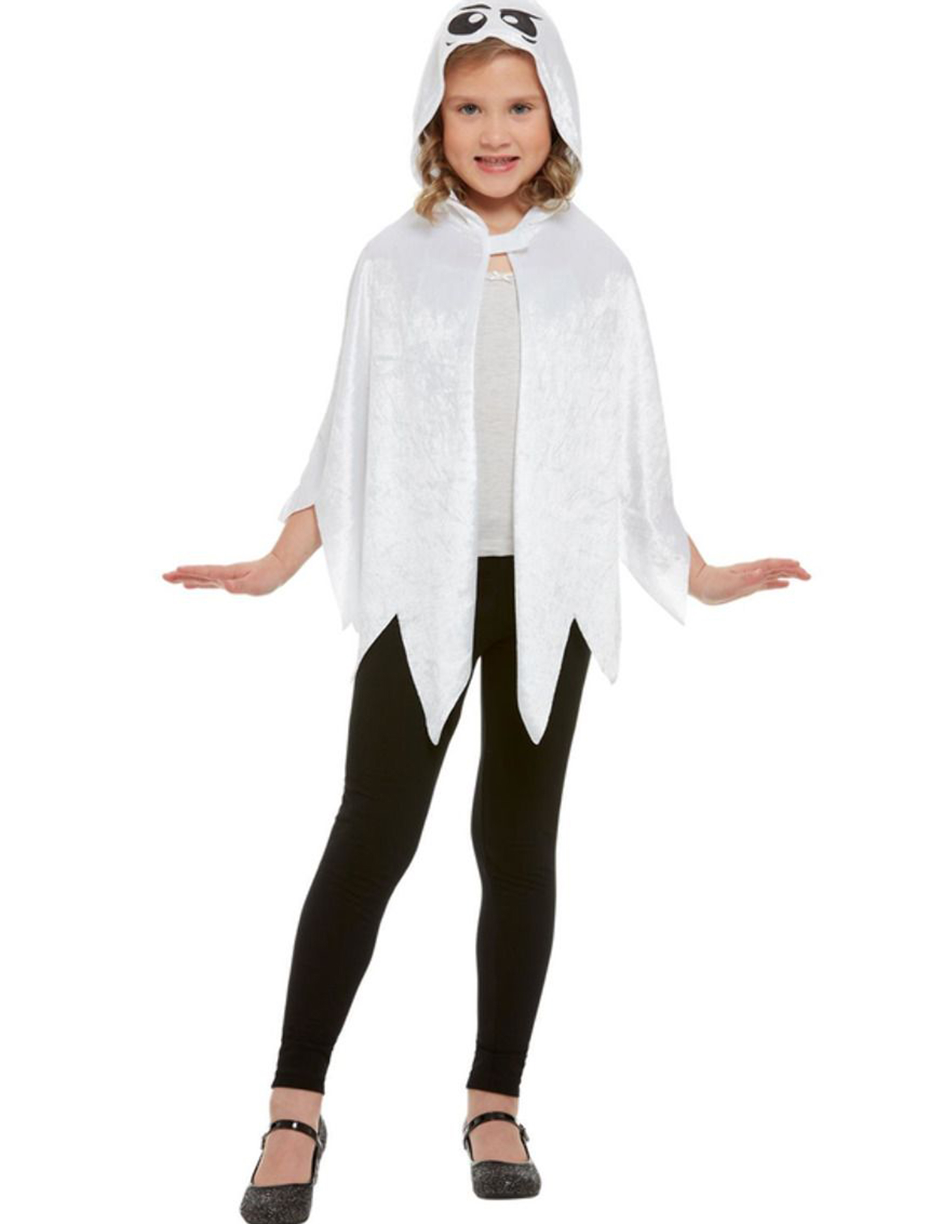 Cape fantôme à capuche velours blanc enfant