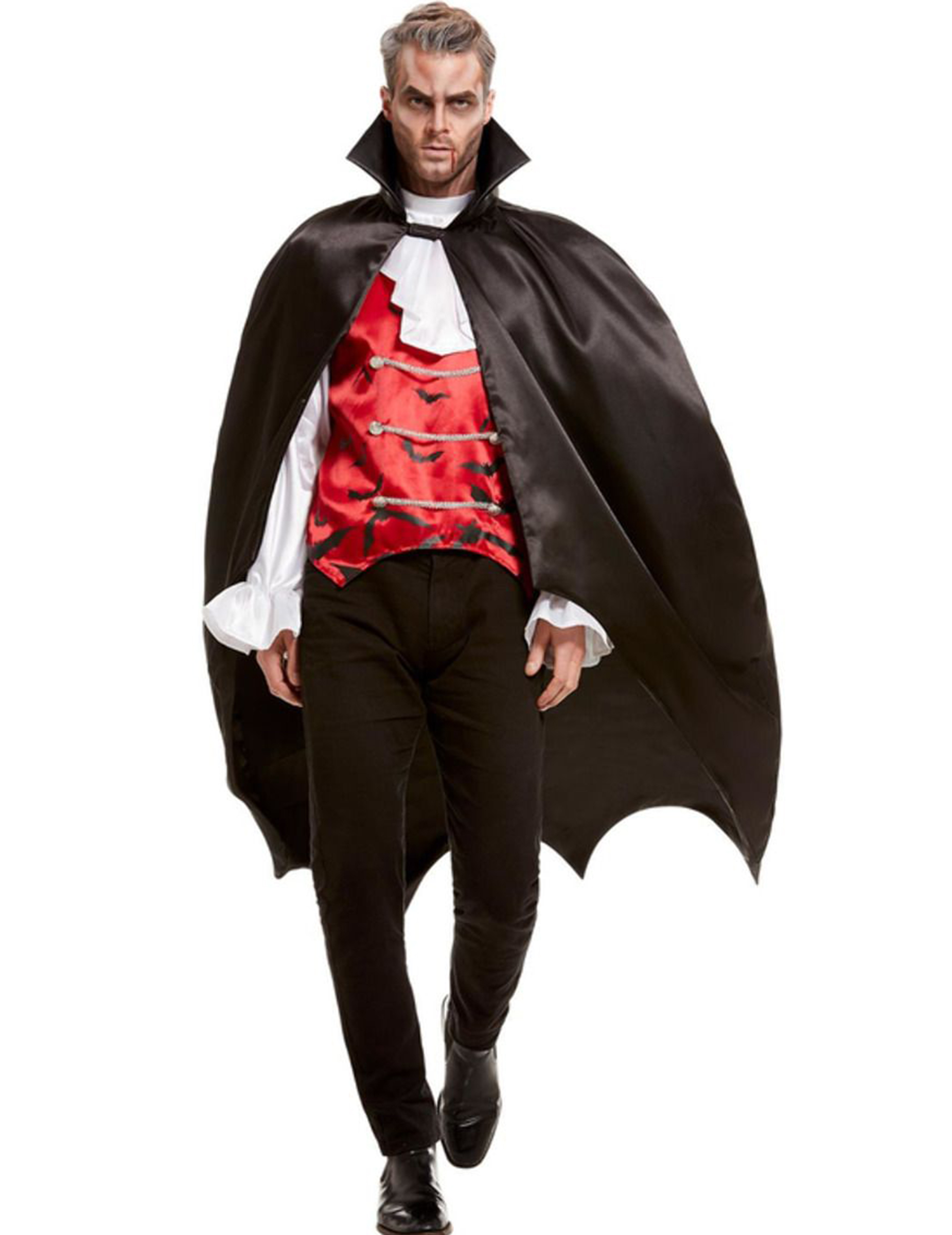 Cape noire chauve-souris satin adulte