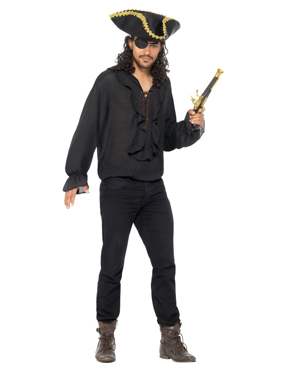 Chemise pirate noire luxe homme