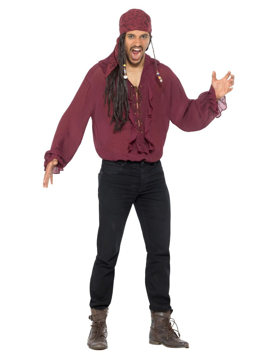 Chemise pirate bordeau luxe homme