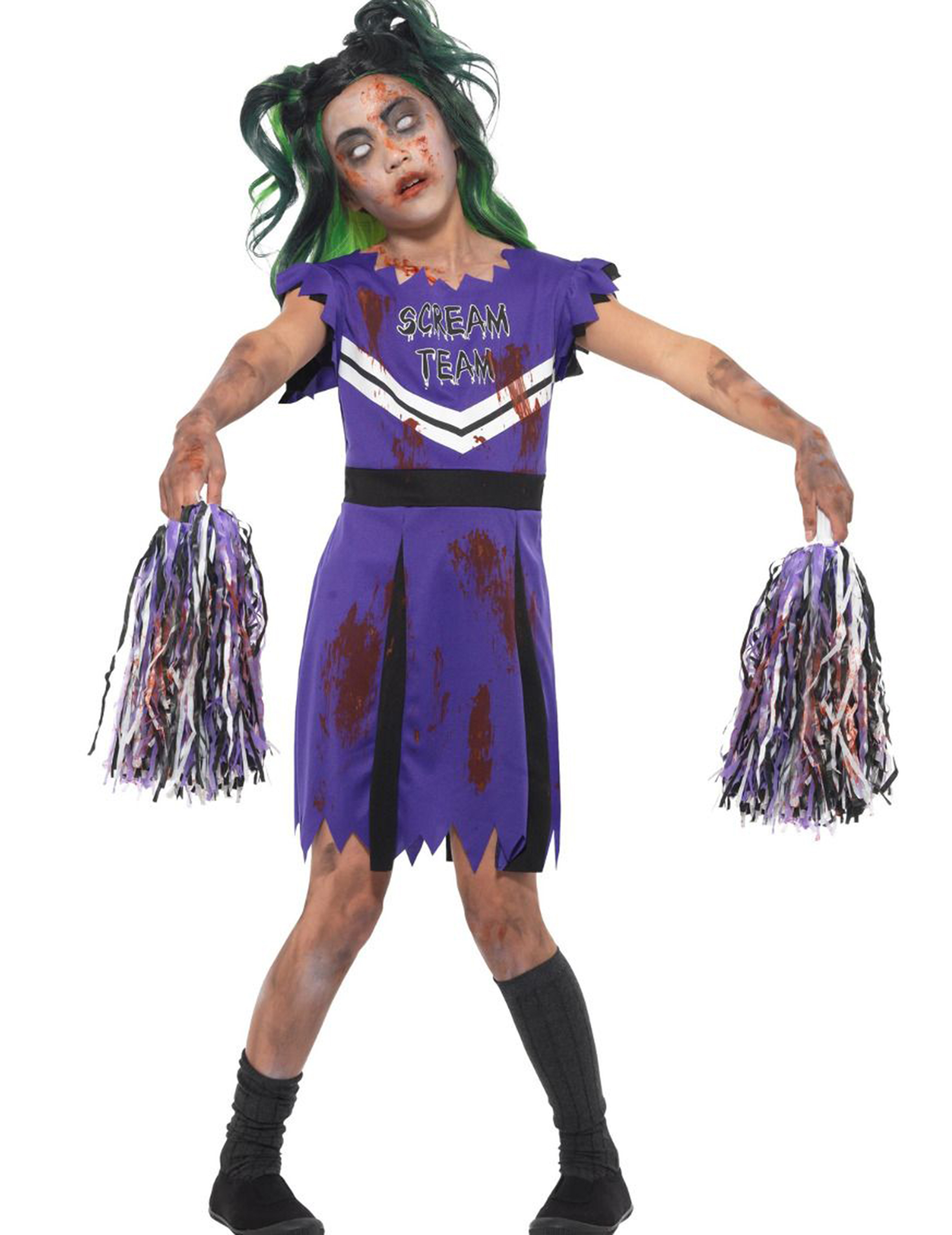 Déguisement pompom girl violette zombie fille
