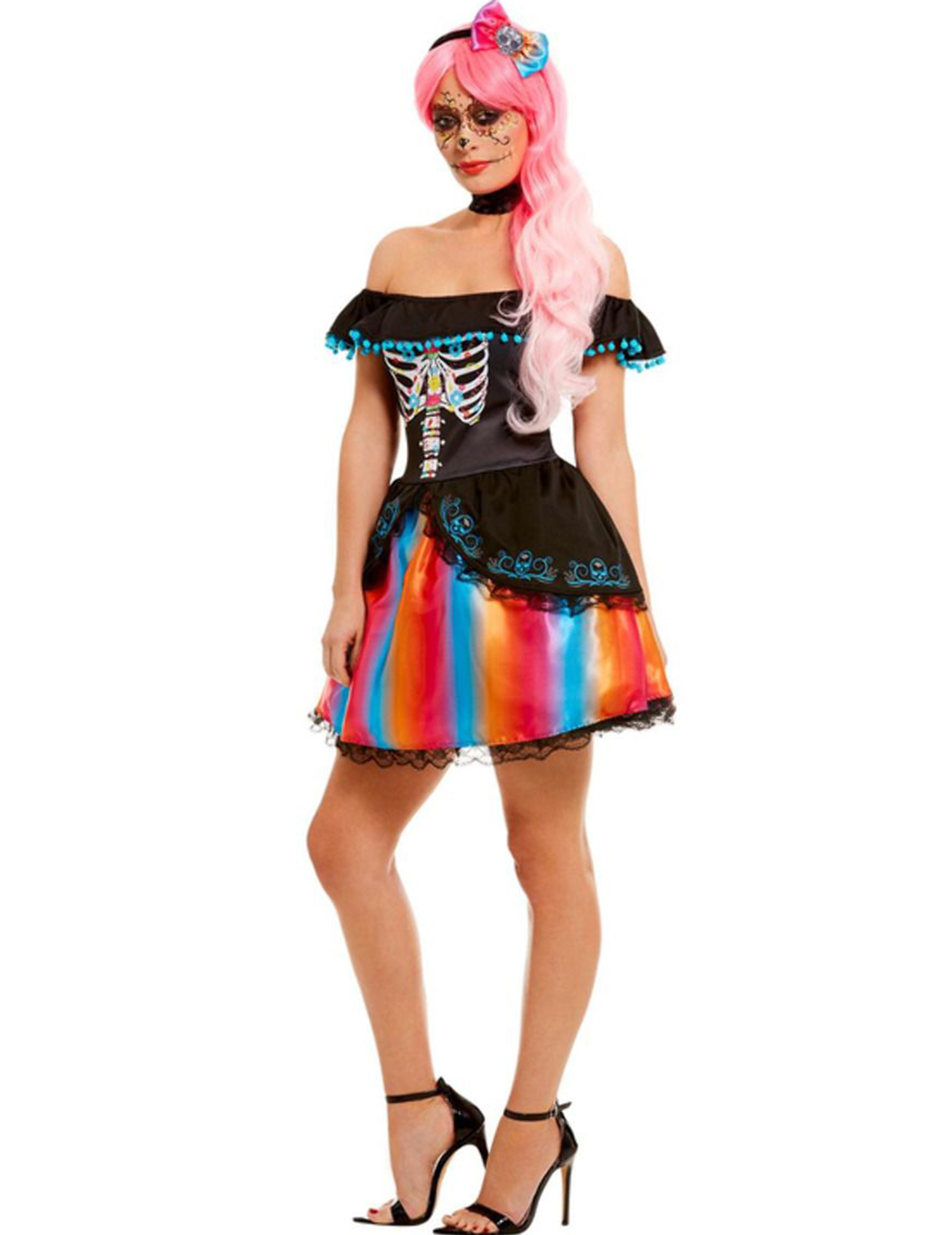 Déguisement multicolore Dia de los Muertos femme