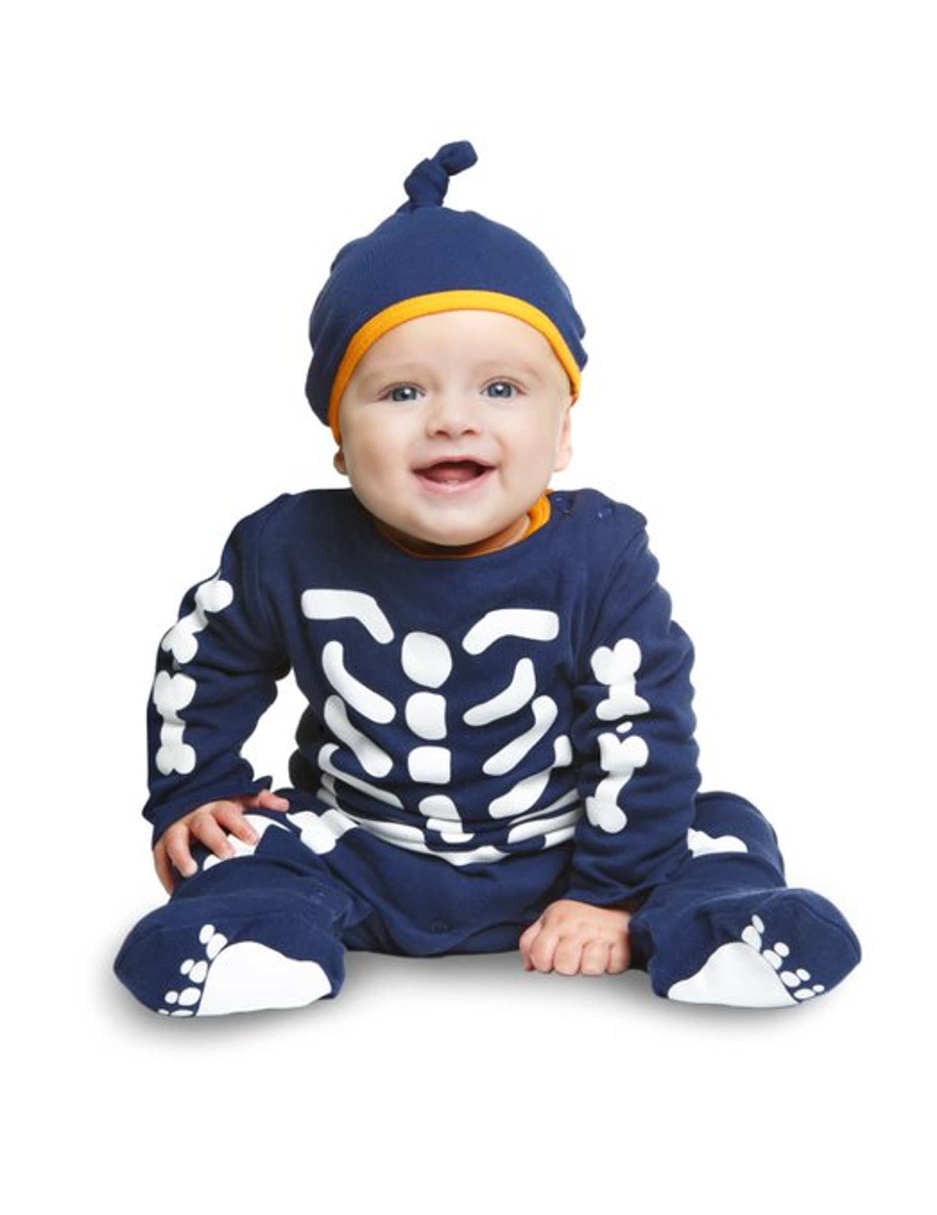 Déguisement combinaison petit squelette bleu bébé