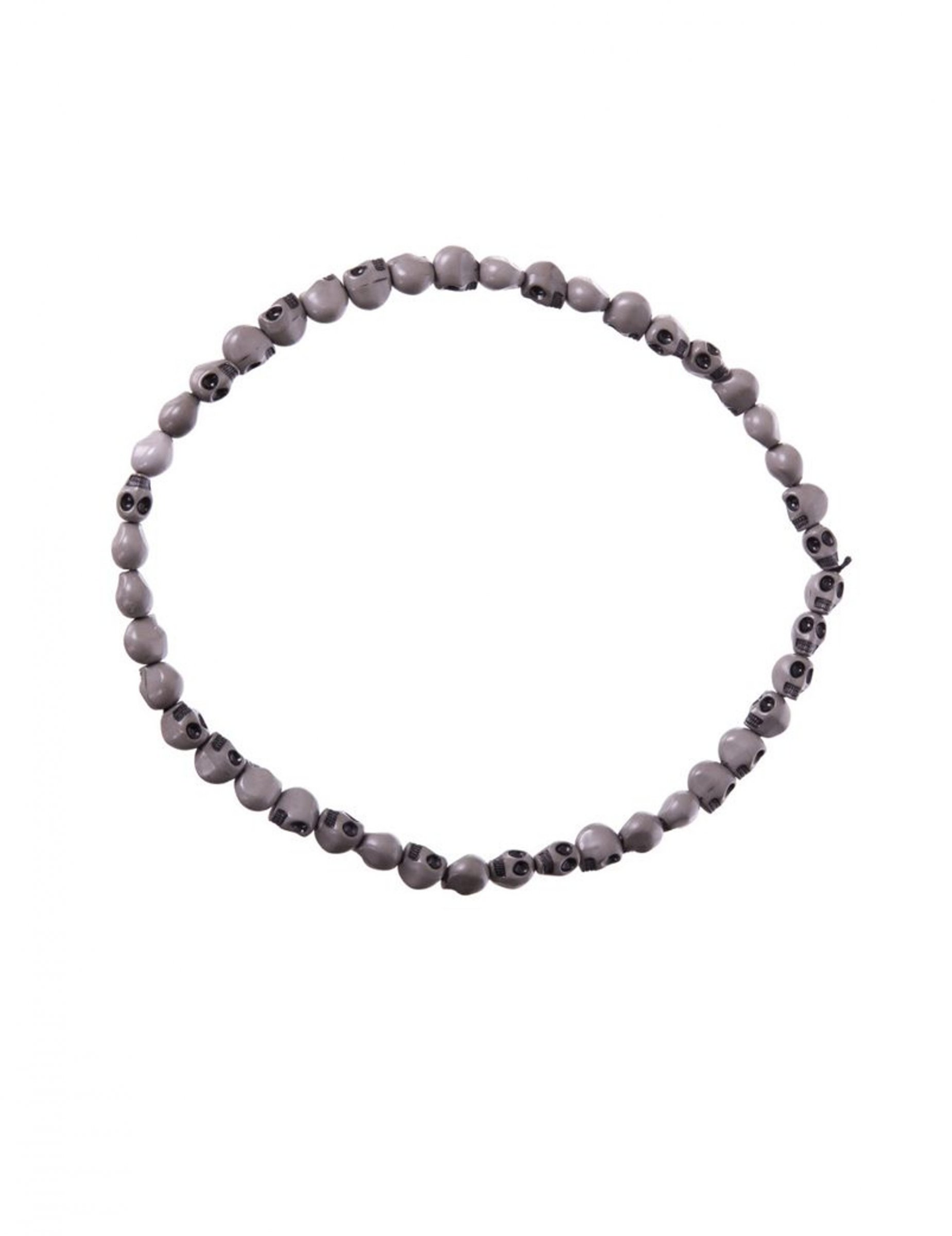 Collier têtes de mort grises 54 cm adulte