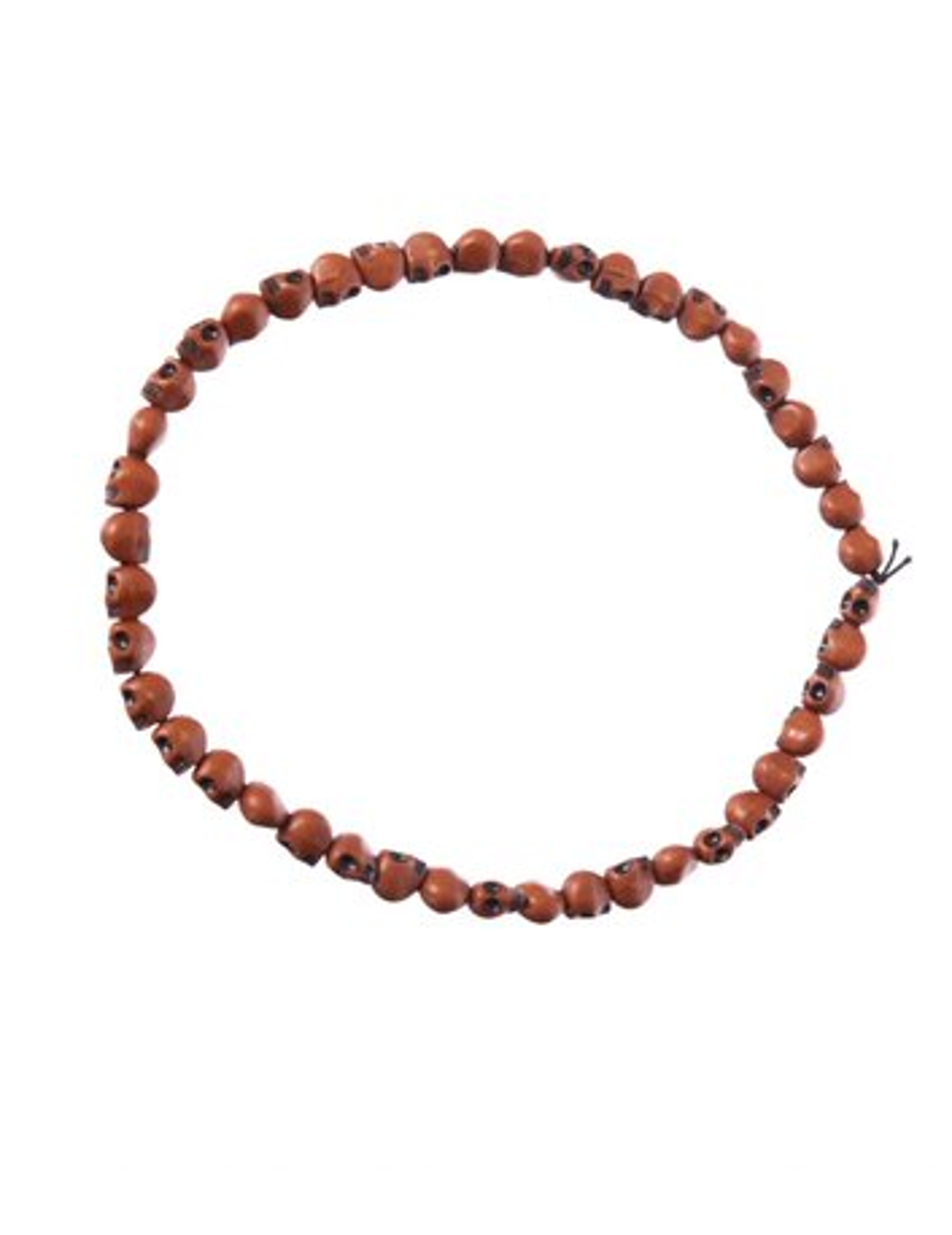 Collier têtes de mort marron 54 cm adulte