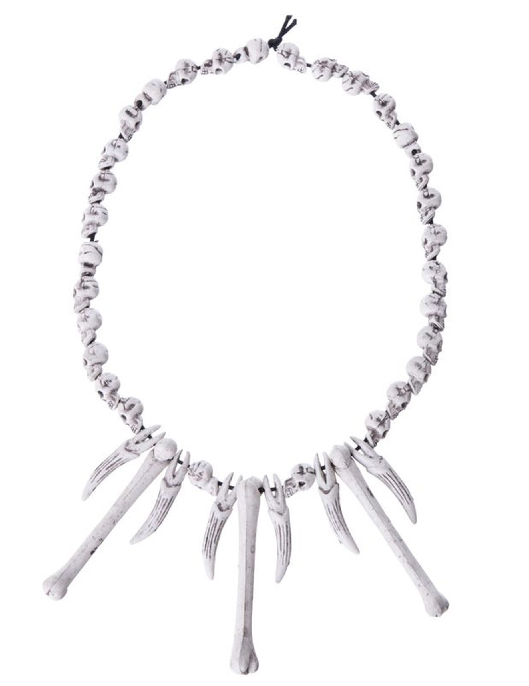 Collier têtes de mort et crocs 64 cm adulte