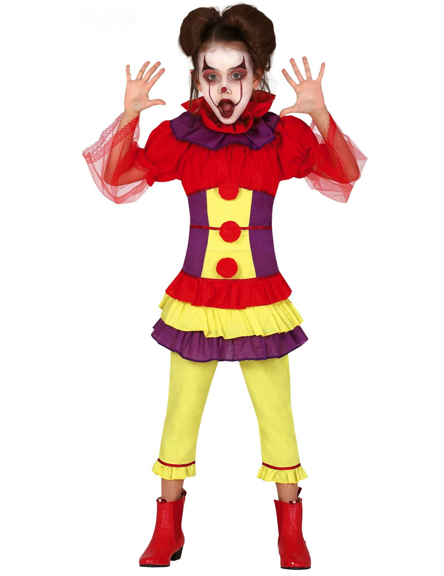 Déguisement clown maléfique multicolore fille