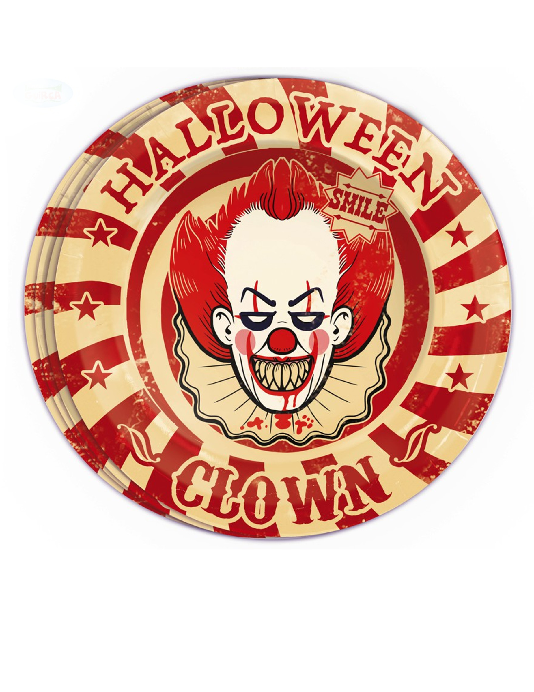 8 Assiettes en carton clown assassin 23 cm
