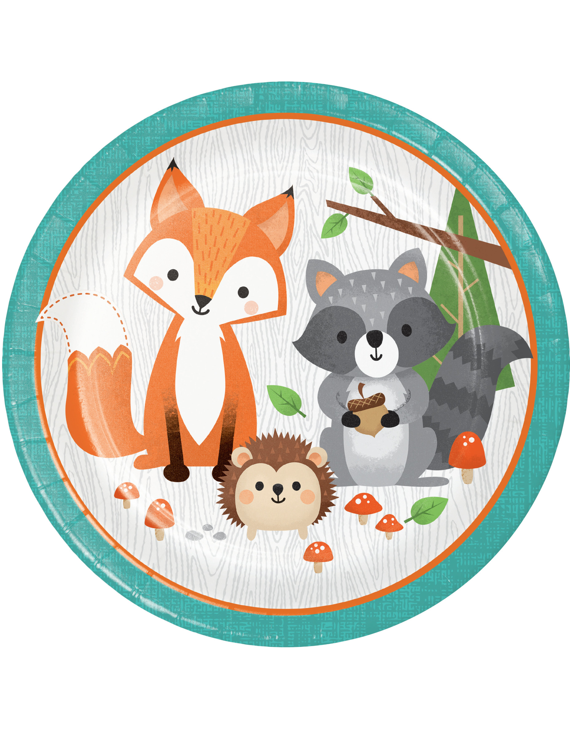 8 Assiettes en carton animaux de la forêt 23 cm