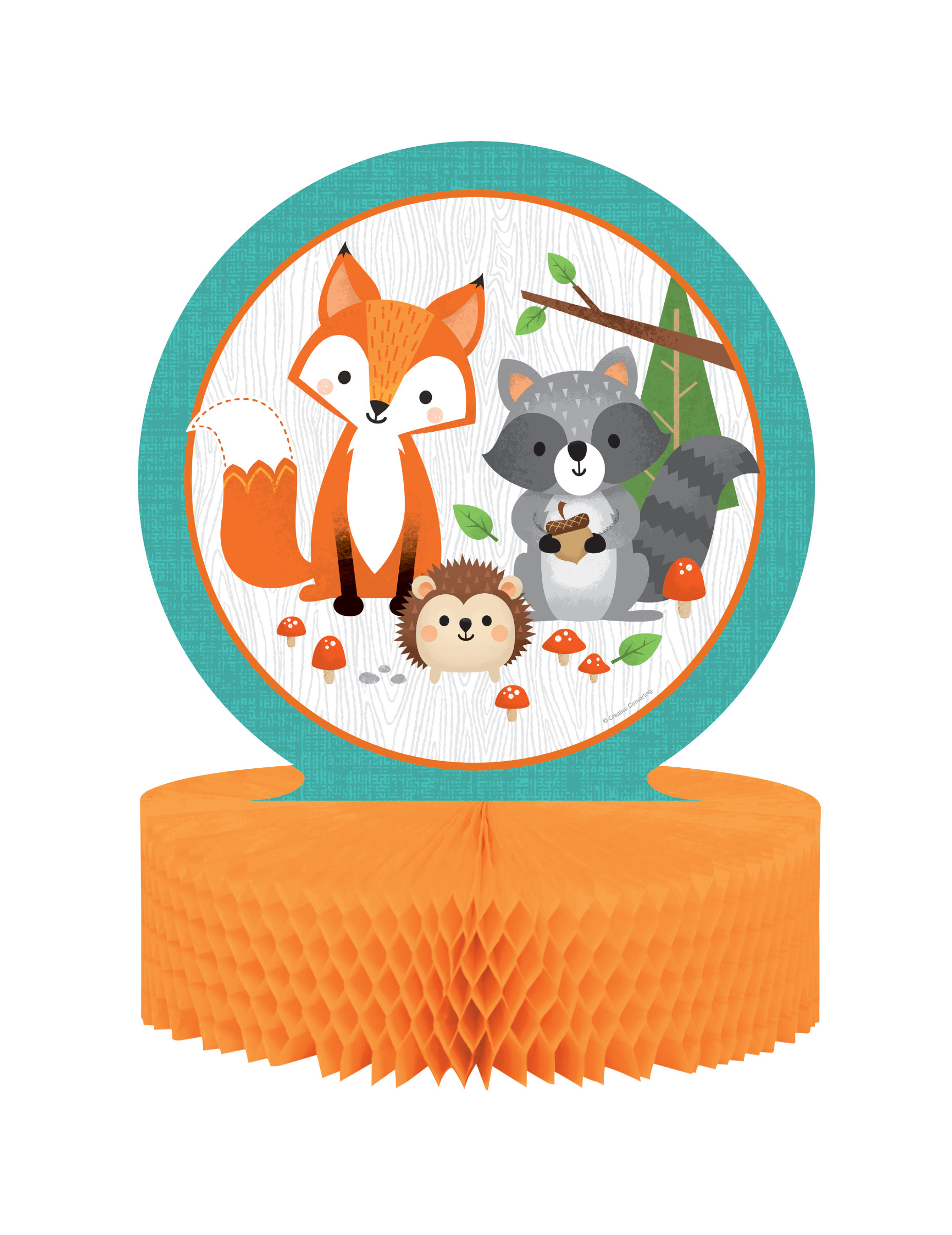Centre de table en papier alvéolé animaux de la forêt 23 x 30,5 cm