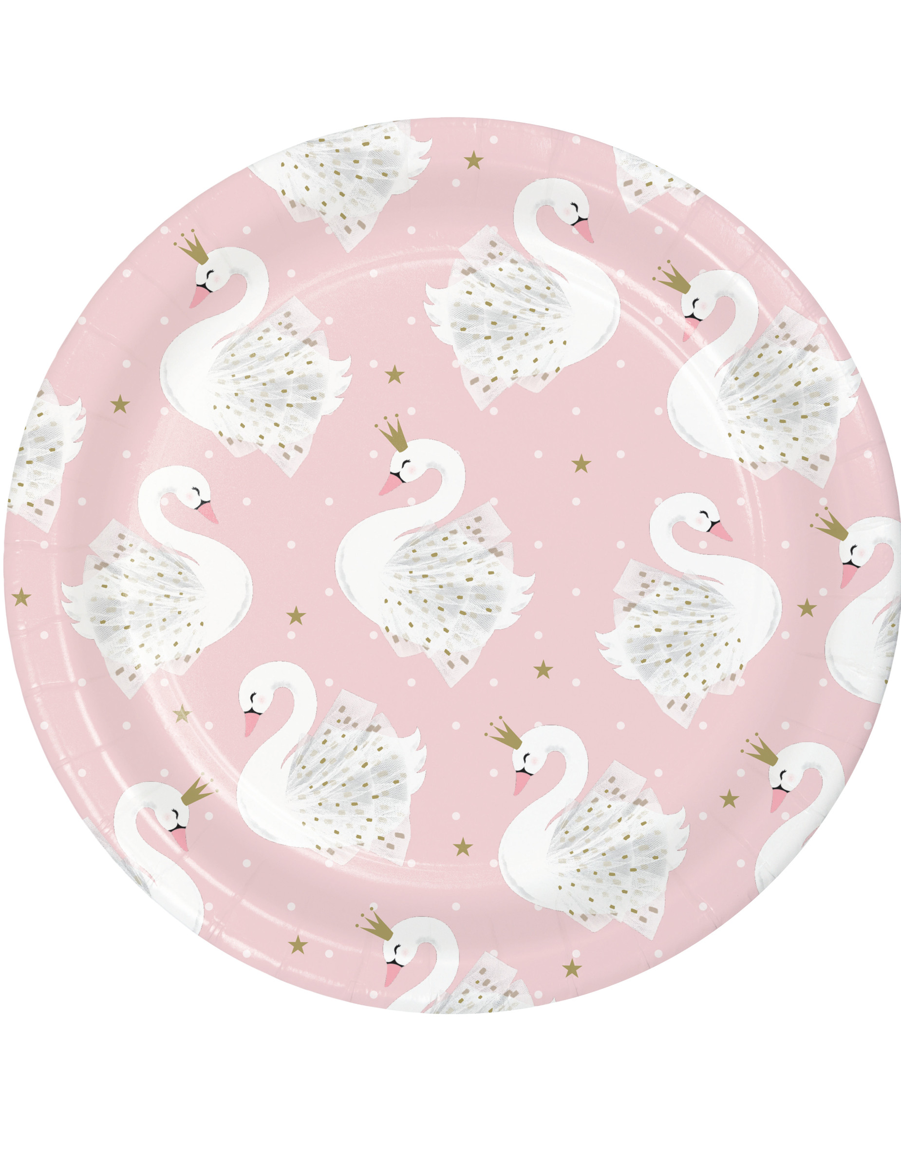 8 Petites assiettes en carton cygne royal roses 18 cm