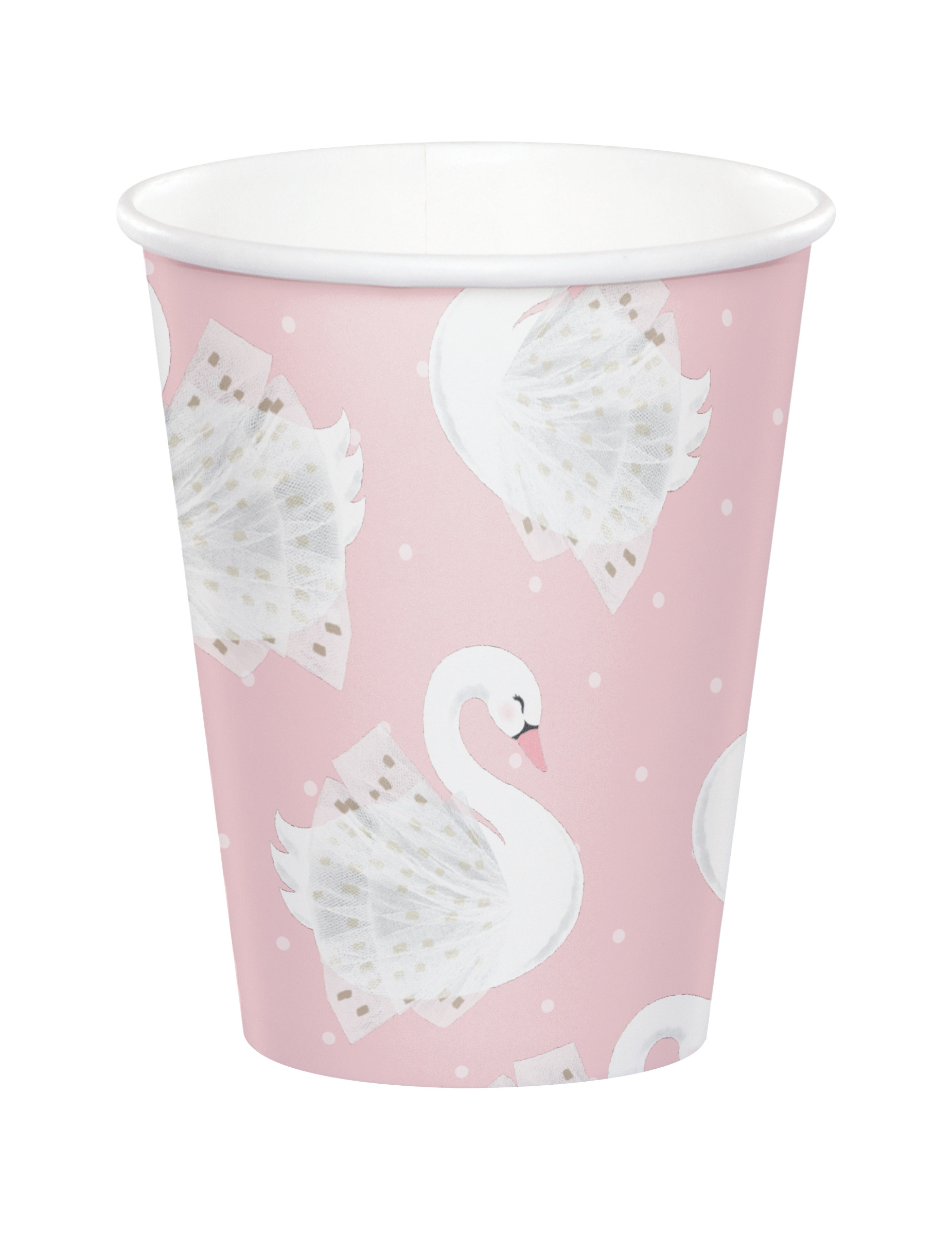 8 Gobelets en carton cygne royal roses 256 ml