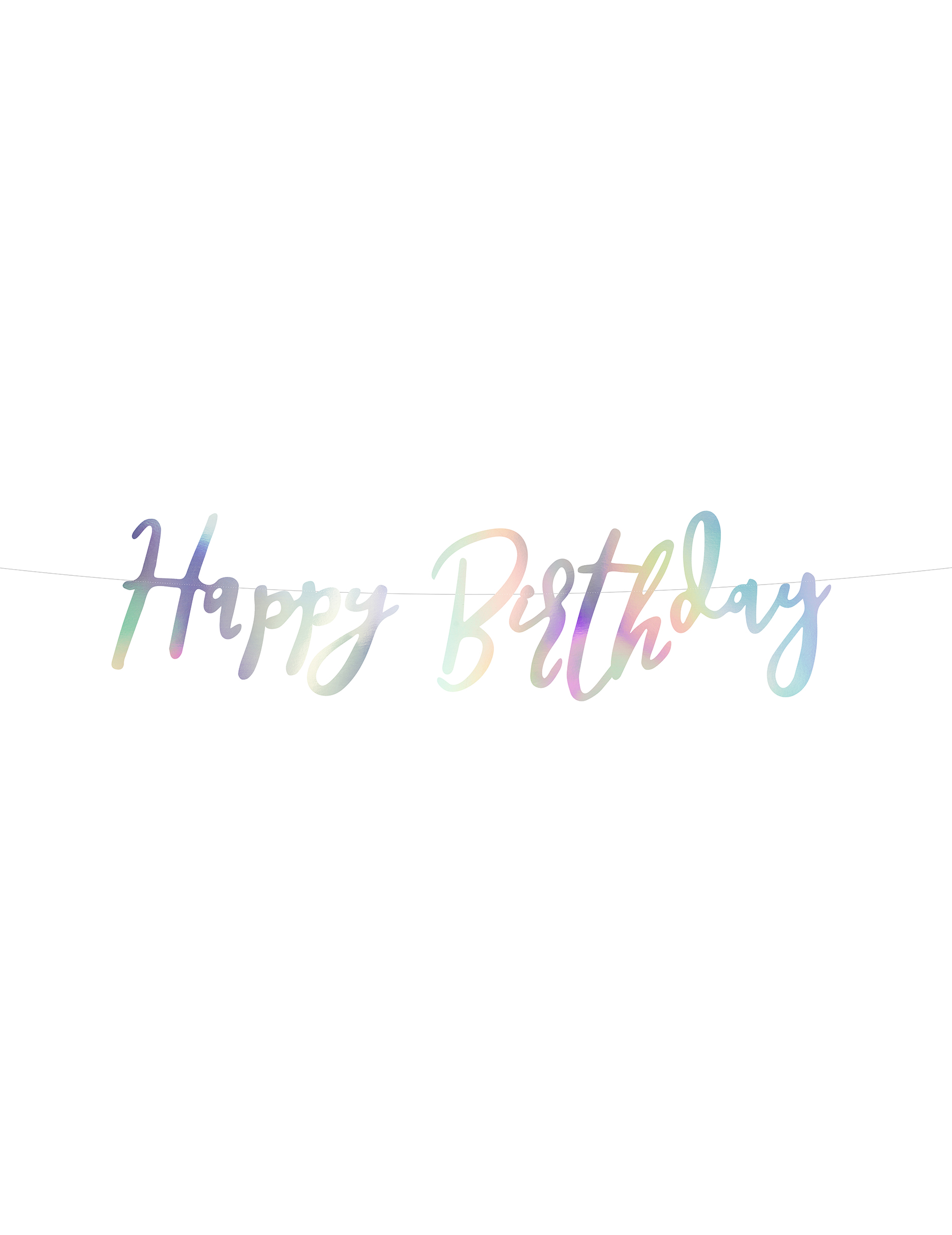 Guirlande en carton happy birthday iridescent 16,5 x 62 cm