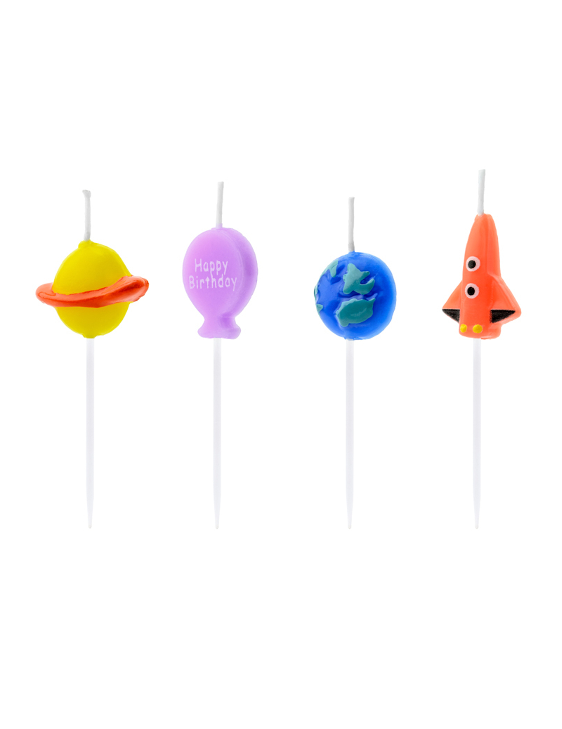 4 Bougies d'anniversaire astronaute 2 - 3 cm