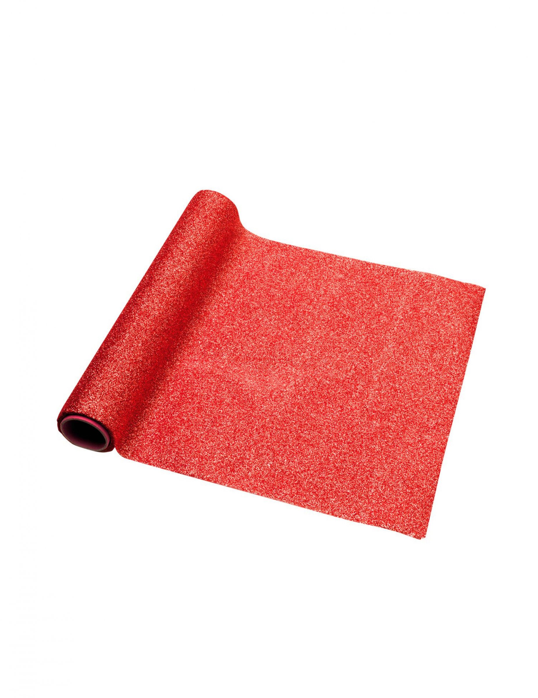 Chemin de table étincelant pailleté rouge 30 cm x 3 m