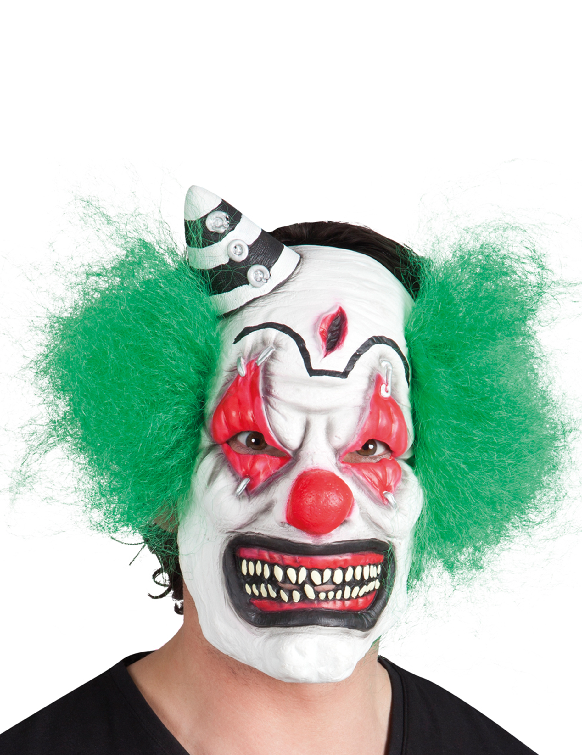 Masque latex clown terrifiant avec cheveux